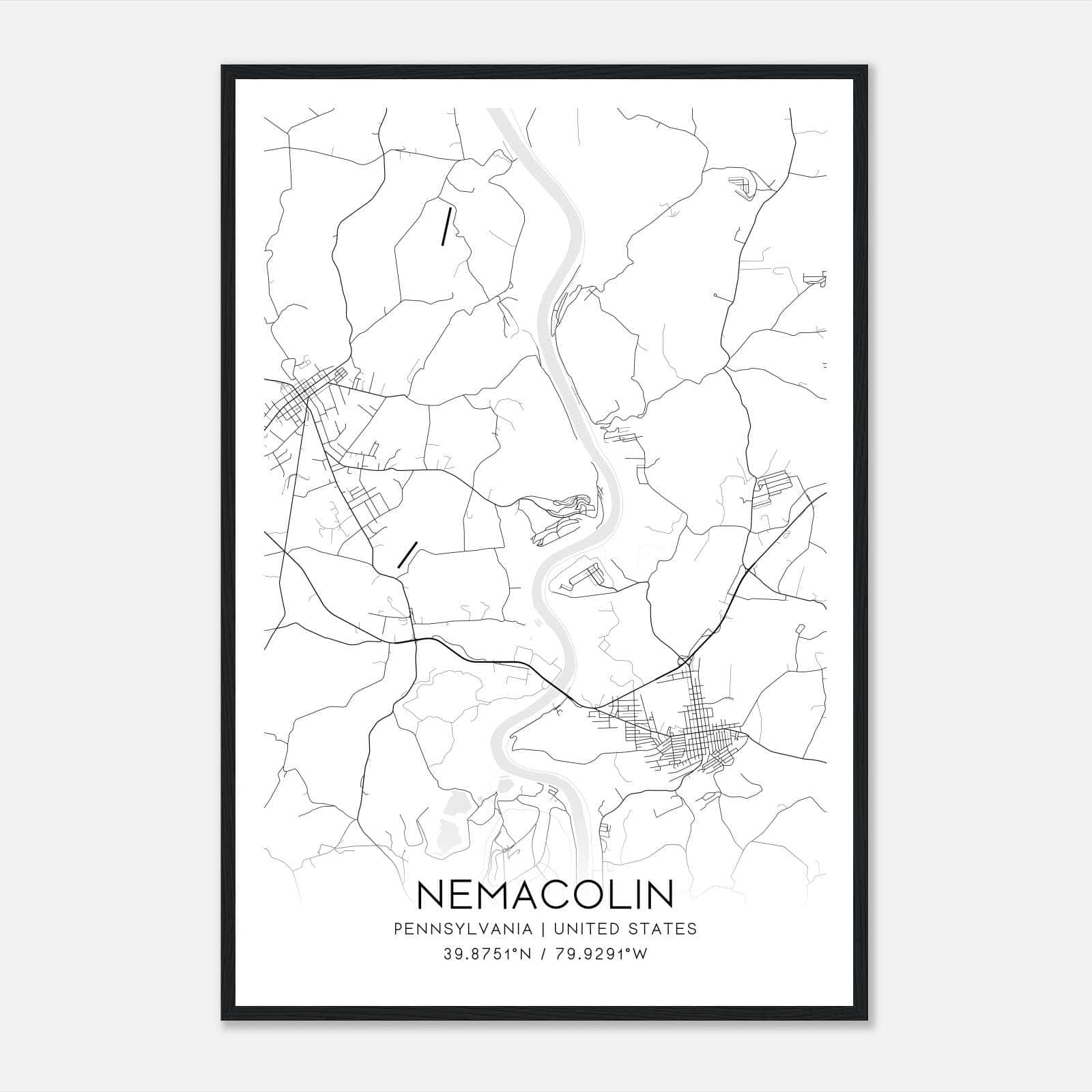 Nemacolin Pennsylvania Map Poster, Modern Home Decor Wall Art Print Nemacolin Pennsylvania Map Poster, Modern Home Decor Wall Art Print
