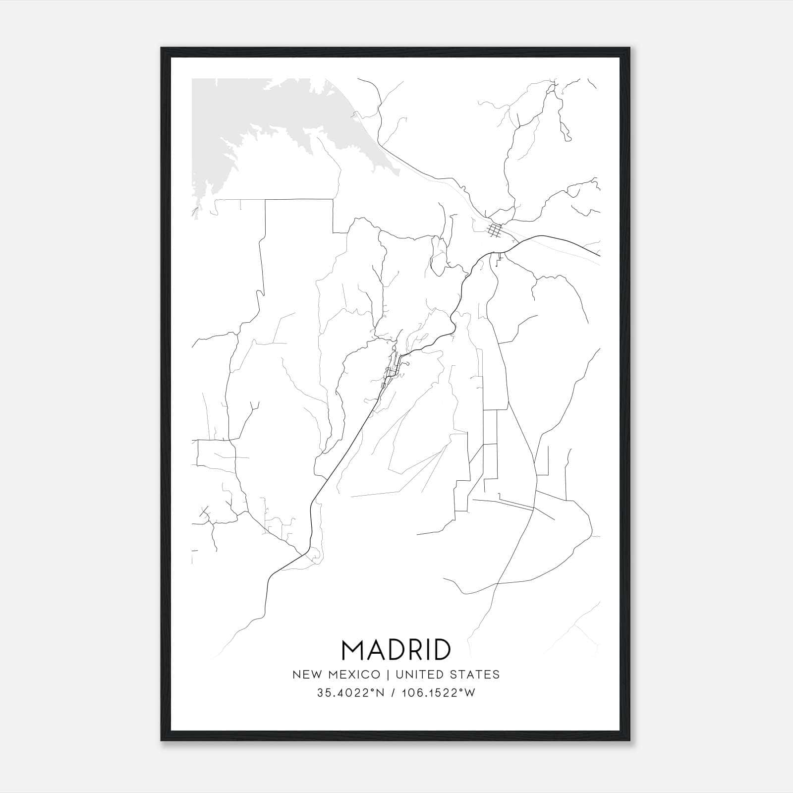 Madrid New Mexico Map Poster, Modern Home Decor Wall Art Print Madrid New Mexico Map Poster, Modern Home Decor Wall Art Print