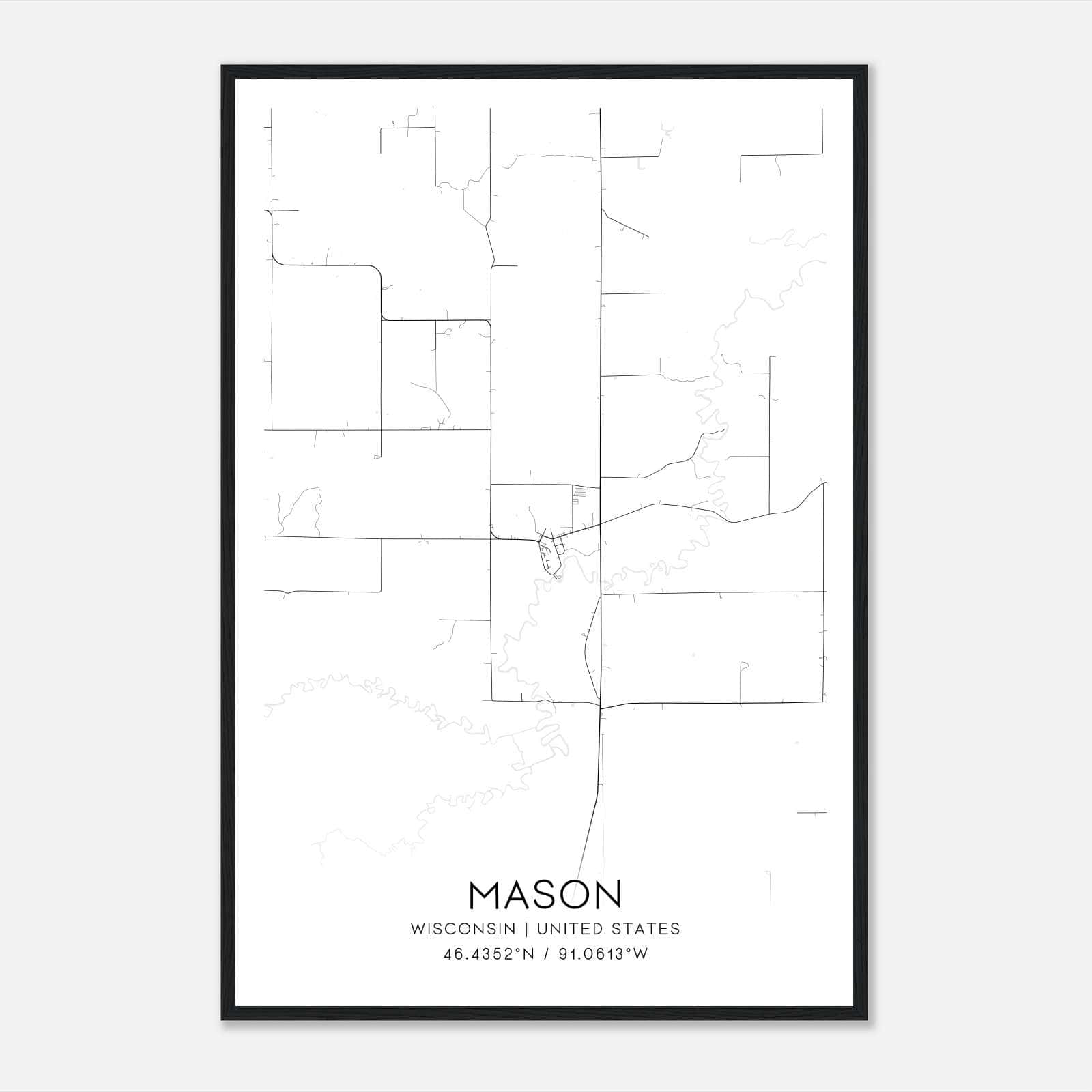 Mason Wisconsin Map Poster, Modern Home Decor Wall Art Print Mason Wisconsin Map Poster, Modern Home Decor Wall Art Print