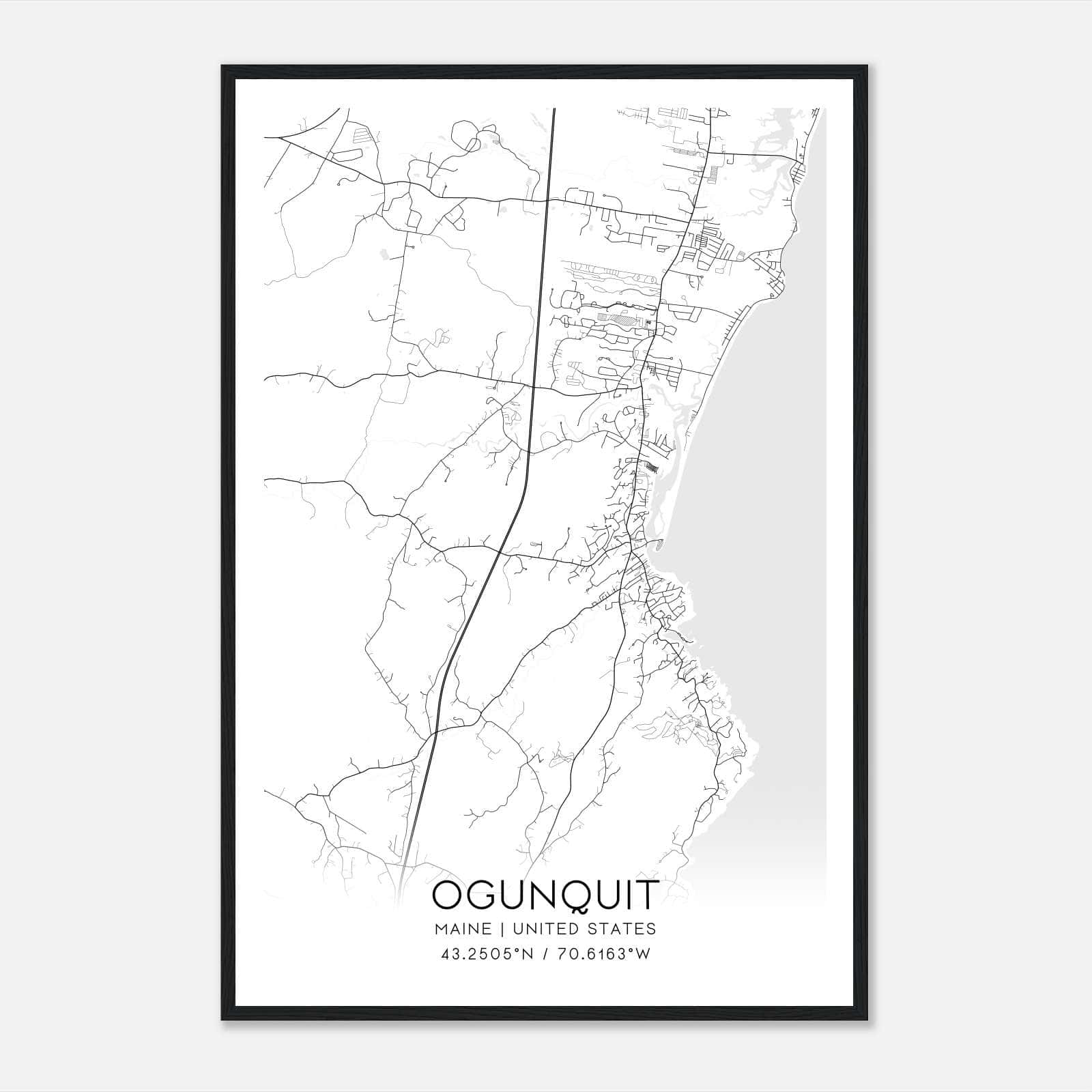 Ogunquit Maine Map Poster, Modern Home Decor Wall Art Print Ogunquit Maine Map Poster, Modern Home Decor Wall Art Print
