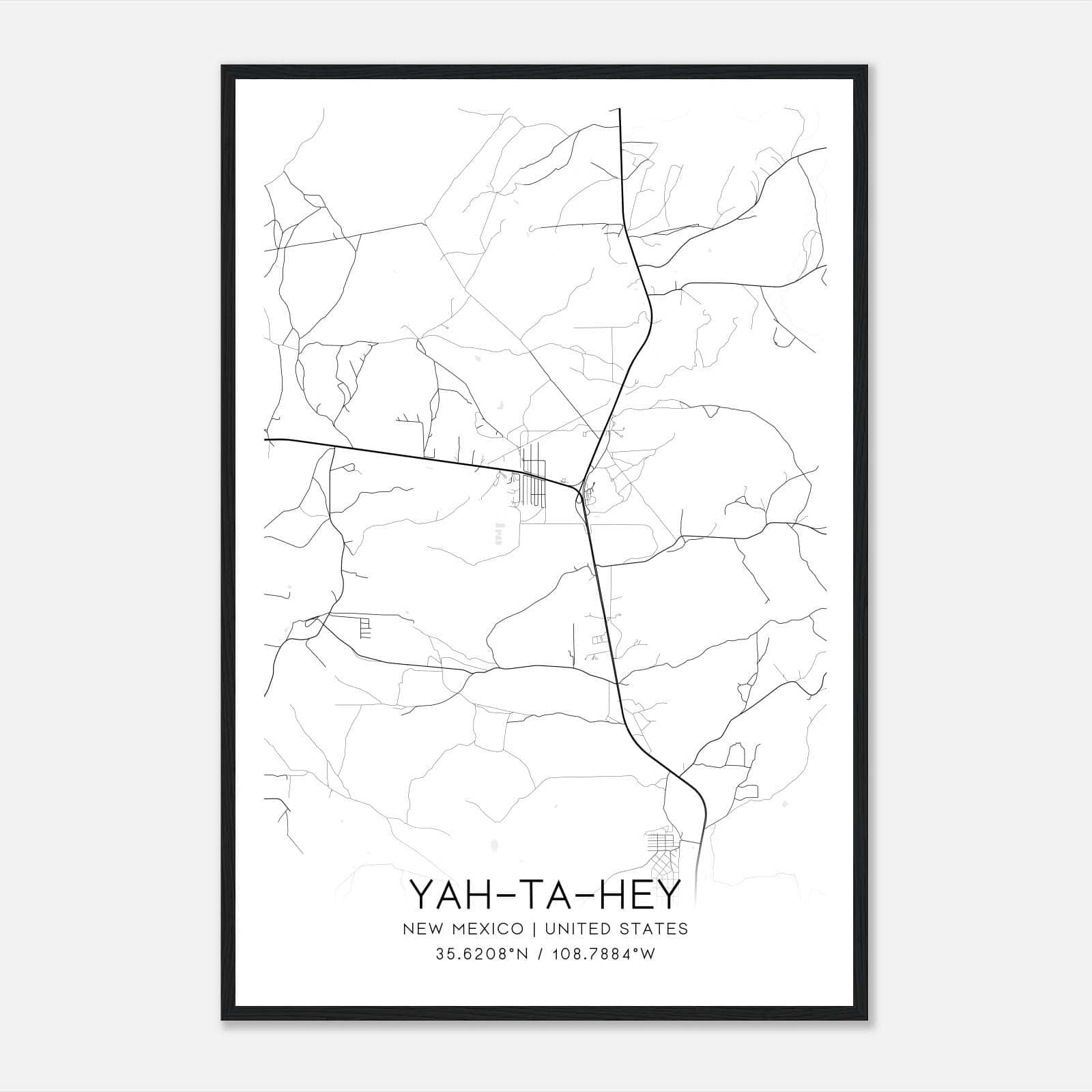 Yah-ta-hey New Mexico Map Poster, Modern Home Decor Wall Art Print Yah-ta-hey New Mexico Map Poster, Modern Home Decor Wall Art Print