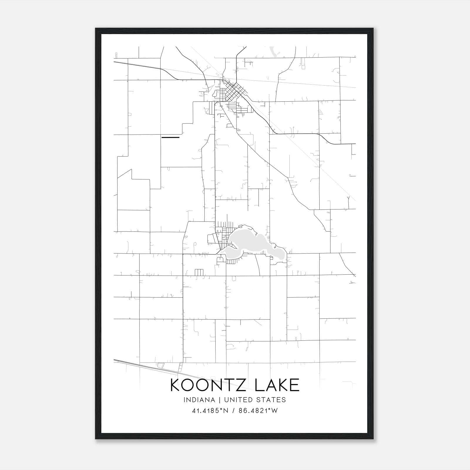 Koontz Lake Indiana Map Poster, Modern Home Decor Wall Art Print Koontz Lake Indiana Map Poster, Modern Home Decor Wall Art Print