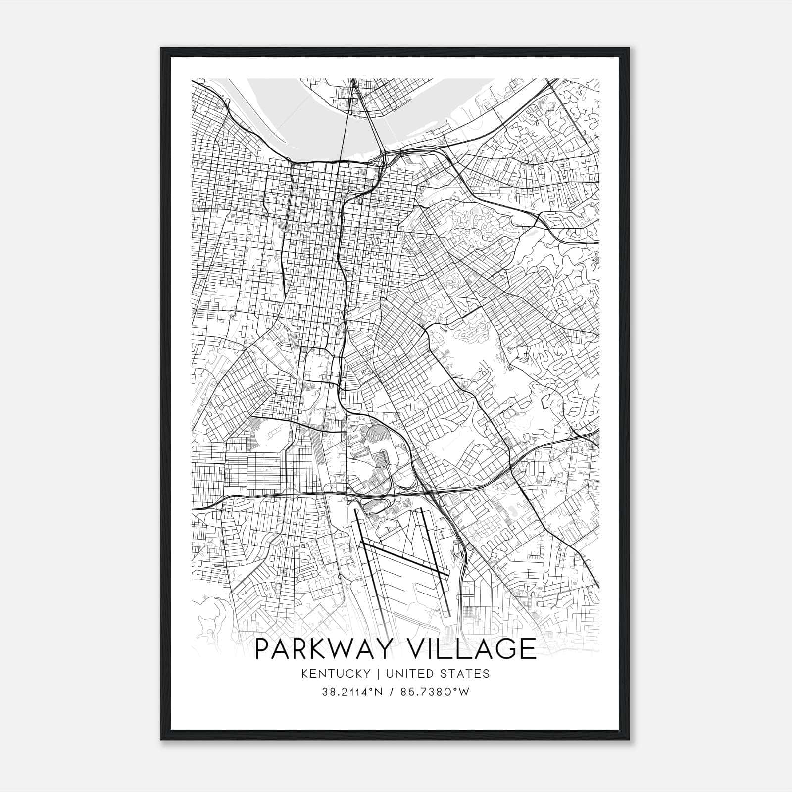 Parkway Village Kentucky Map Poster, Modern Home Decor Wall Art Print Parkway Village Kentucky Map Poster, Modern Home Decor Wall Art Print
