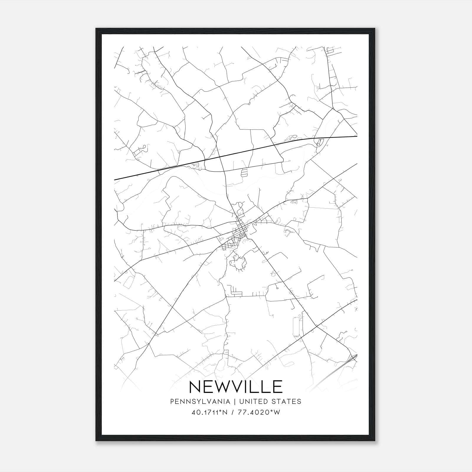 Newville Pennsylvania Map Poster, Modern Home Decor Wall Art Print Newville Pennsylvania Map Poster, Modern Home Decor Wall Art Print