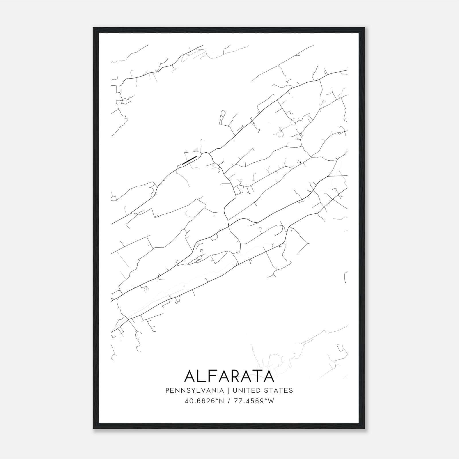 Alfarata Pennsylvania Map Poster, Modern Home Decor Wall Art Print Alfarata Pennsylvania Map Poster, Modern Home Decor Wall Art Print