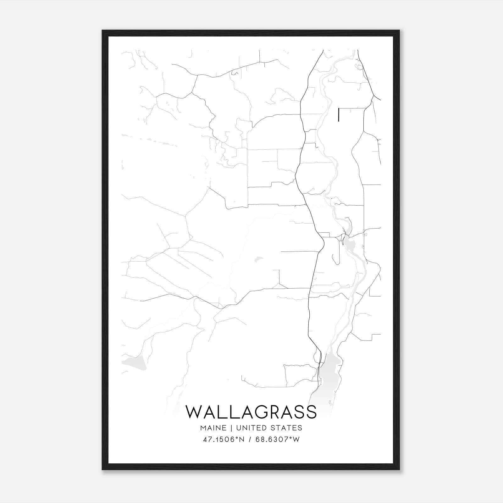 Wallagrass Maine Map Poster, Modern Home Decor Wall Art Print Wallagrass Maine Map Poster, Modern Home Decor Wall Art Print