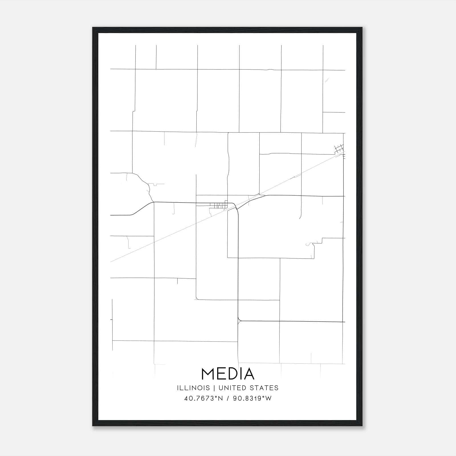 Media Illinois Map Poster, Modern Home Decor Wall Art Print Media Illinois Map Poster, Modern Home Decor Wall Art Print
