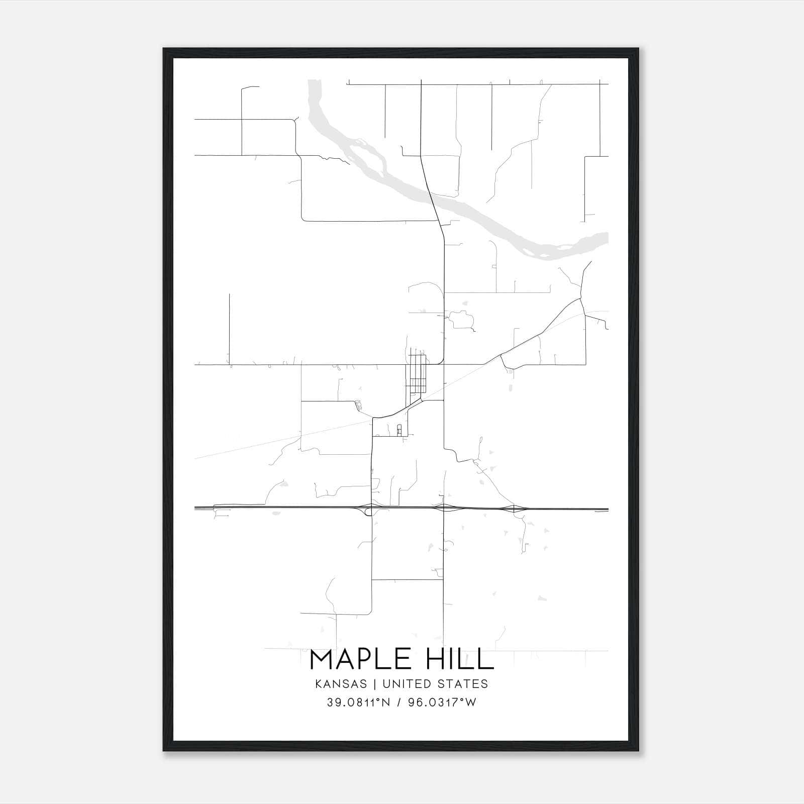 Maple Hill Kansas Map Poster, Modern Home Decor Wall Art Print Maple Hill Kansas Map Poster, Modern Home Decor Wall Art Print