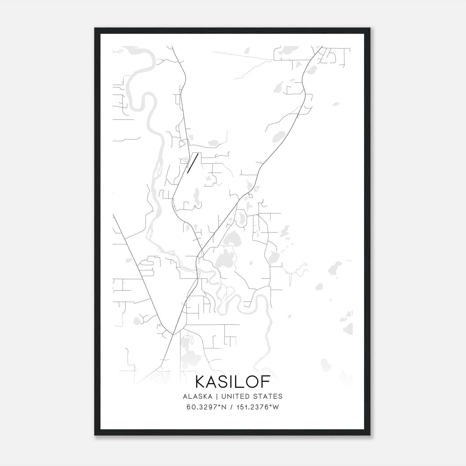 Kasilof Alaska Map Poster, Modern Home Decor Wall Art Print Kasilof Alaska Map Poster, Modern Home Decor Wall Art Print