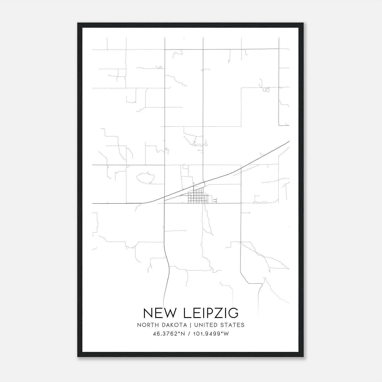 New Leipzig North Dakota Map Poster, Modern Home Decor Wall Art Print New Leipzig North Dakota Map Poster, Modern Home Decor Wall Art Print