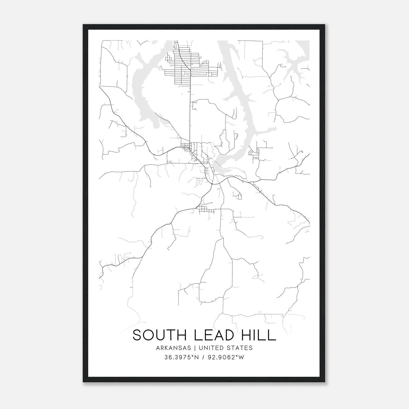 South Lead Hill Arkansas Map Poster, Modern Home Decor Wall Art Print South Lead Hill Arkansas Map Poster, Modern Home Decor Wall Art Print