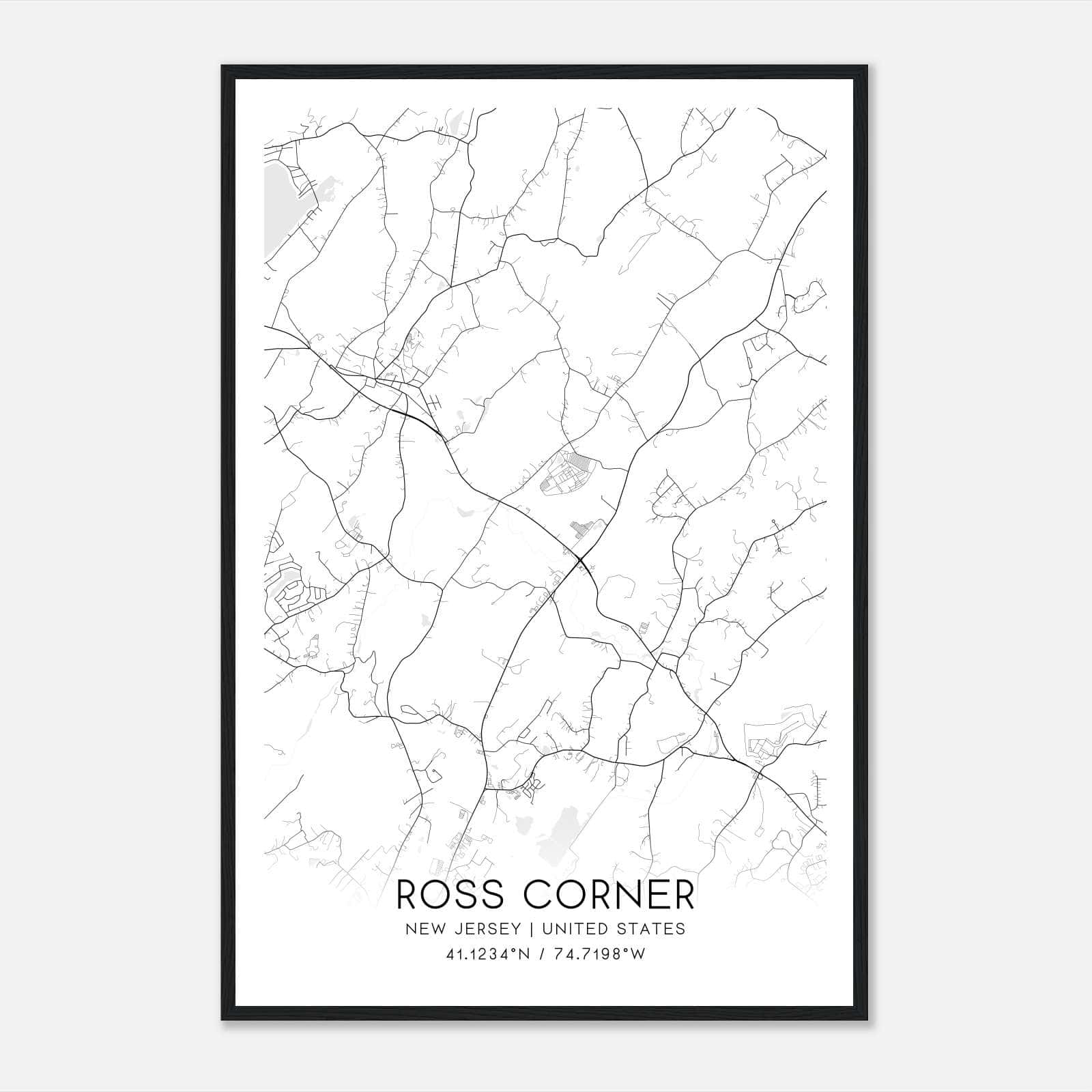 Ross Corner New Jersey Map Poster, Modern Home Decor Wall Art Print Ross Corner New Jersey Map Poster, Modern Home Decor Wall Art Print