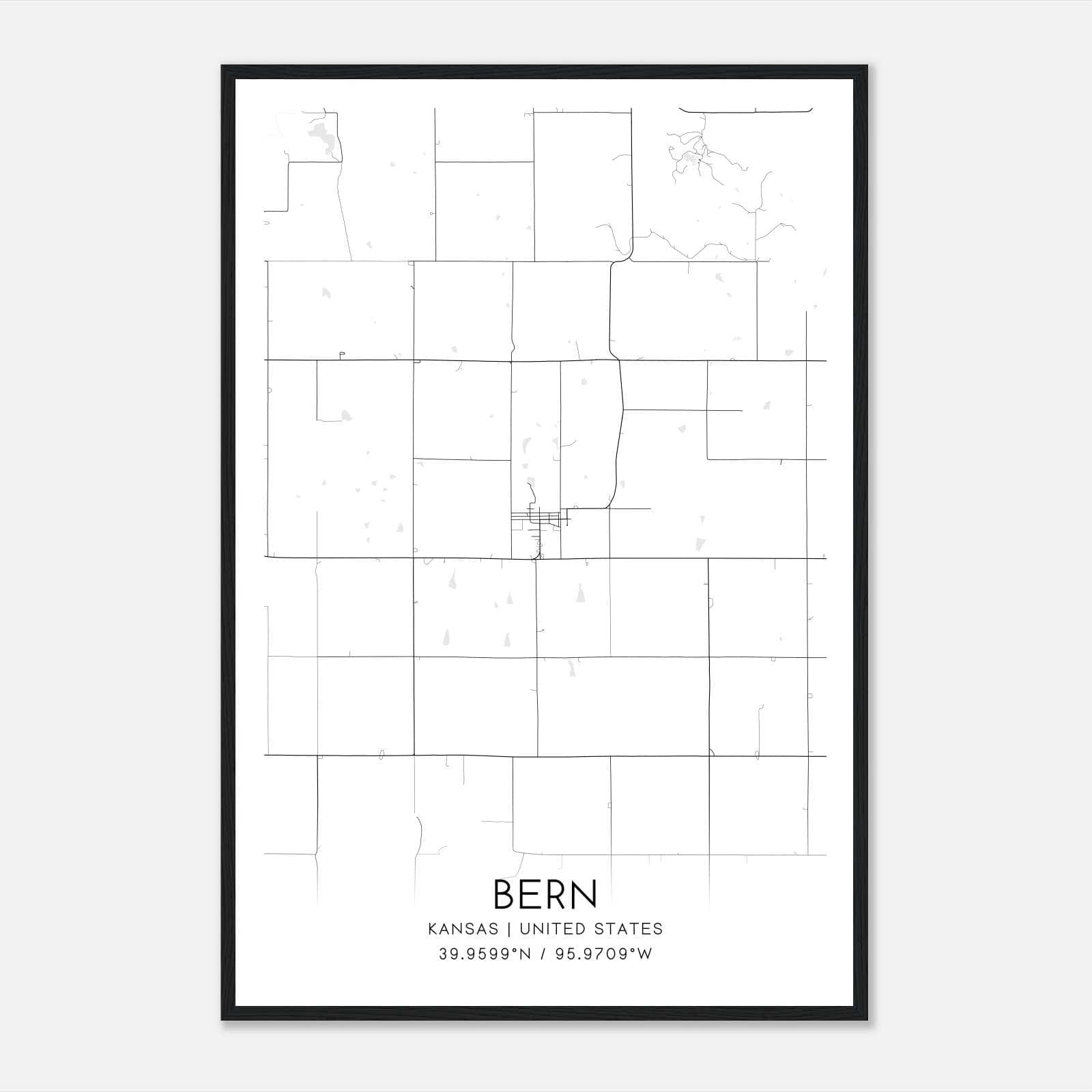 Bern Kansas Map Poster, Modern Home Decor Wall Art Print Bern Kansas Map Poster, Modern Home Decor Wall Art Print