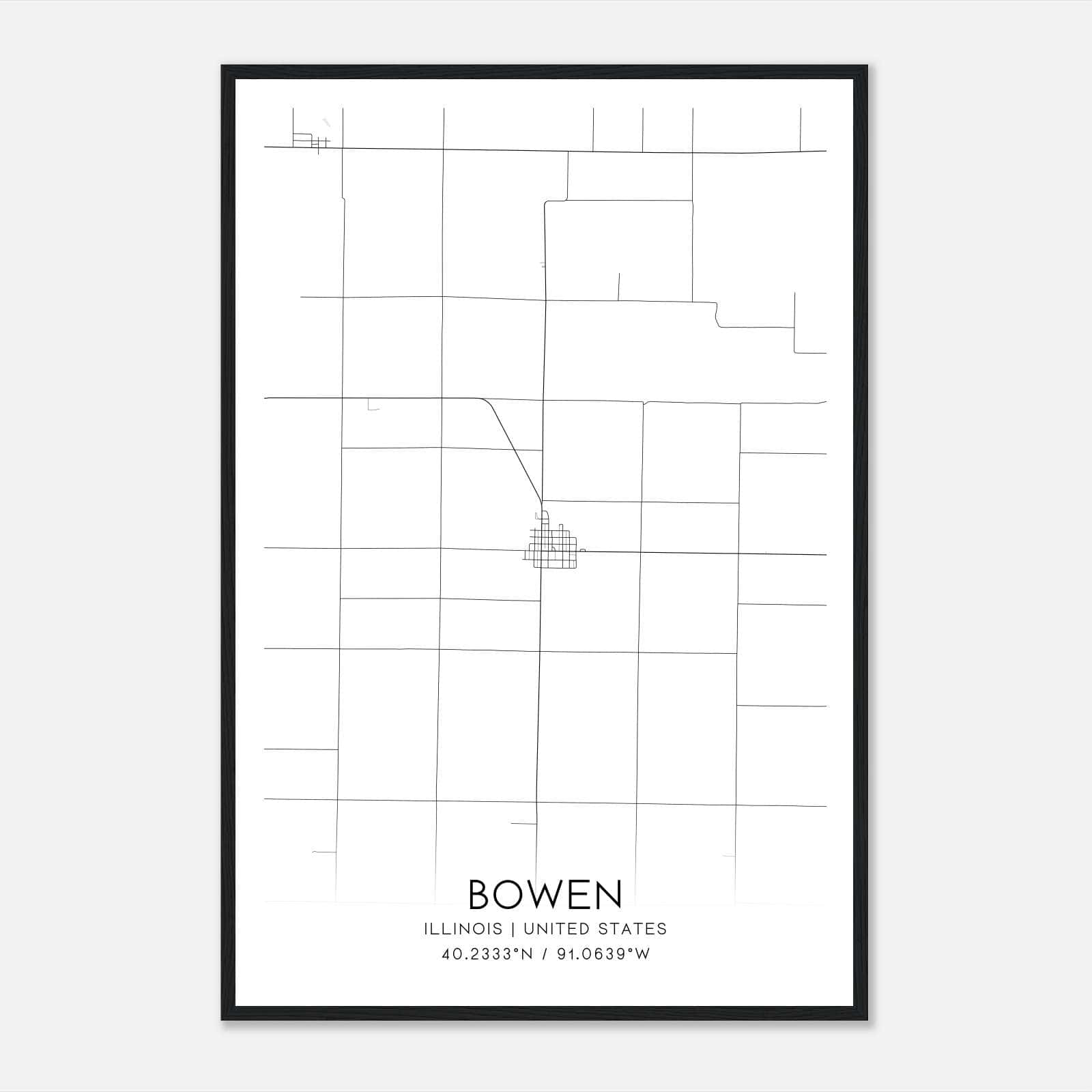 Bowen Illinois Map Poster, Modern Home Decor Wall Art Print Bowen Illinois Map Poster, Modern Home Decor Wall Art Print