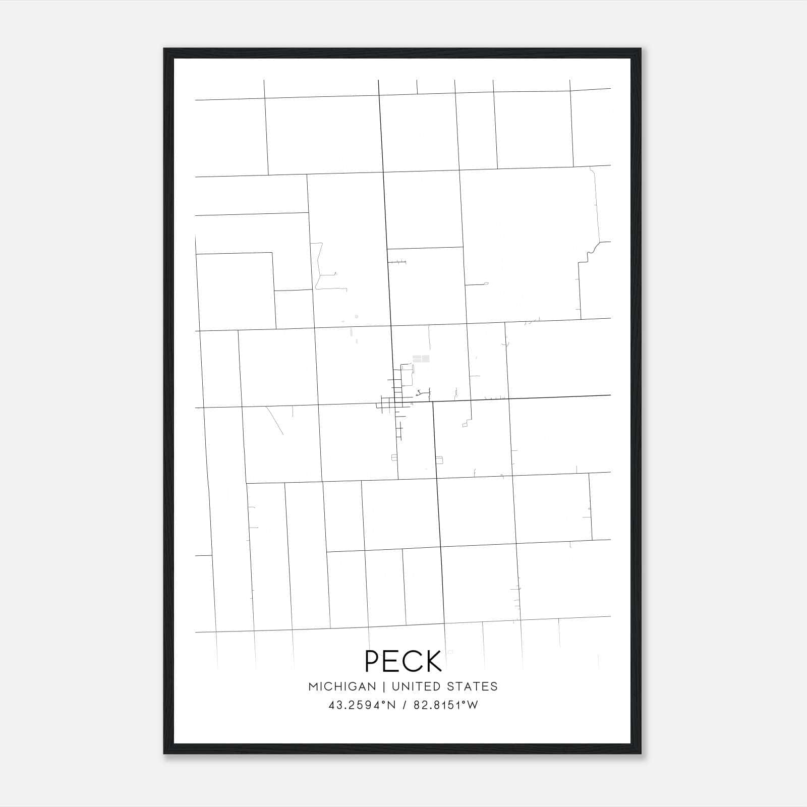 Peck Michigan Map Poster, Modern Home Decor Wall Art Print Peck Michigan Map Poster, Modern Home Decor Wall Art Print
