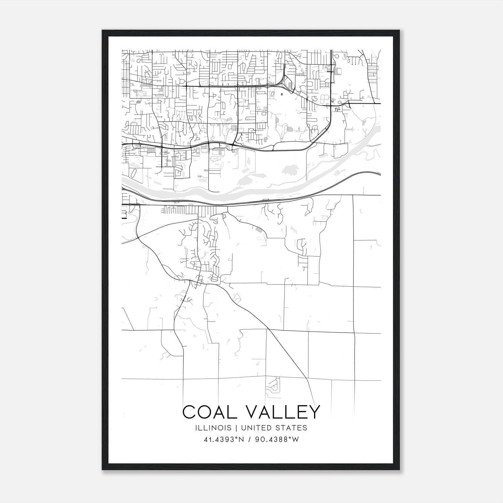 Coal Valley Illinois Map Poster, Modern Home Decor Wall Art Print Coal Valley Illinois Map Poster, Modern Home Decor Wall Art Print