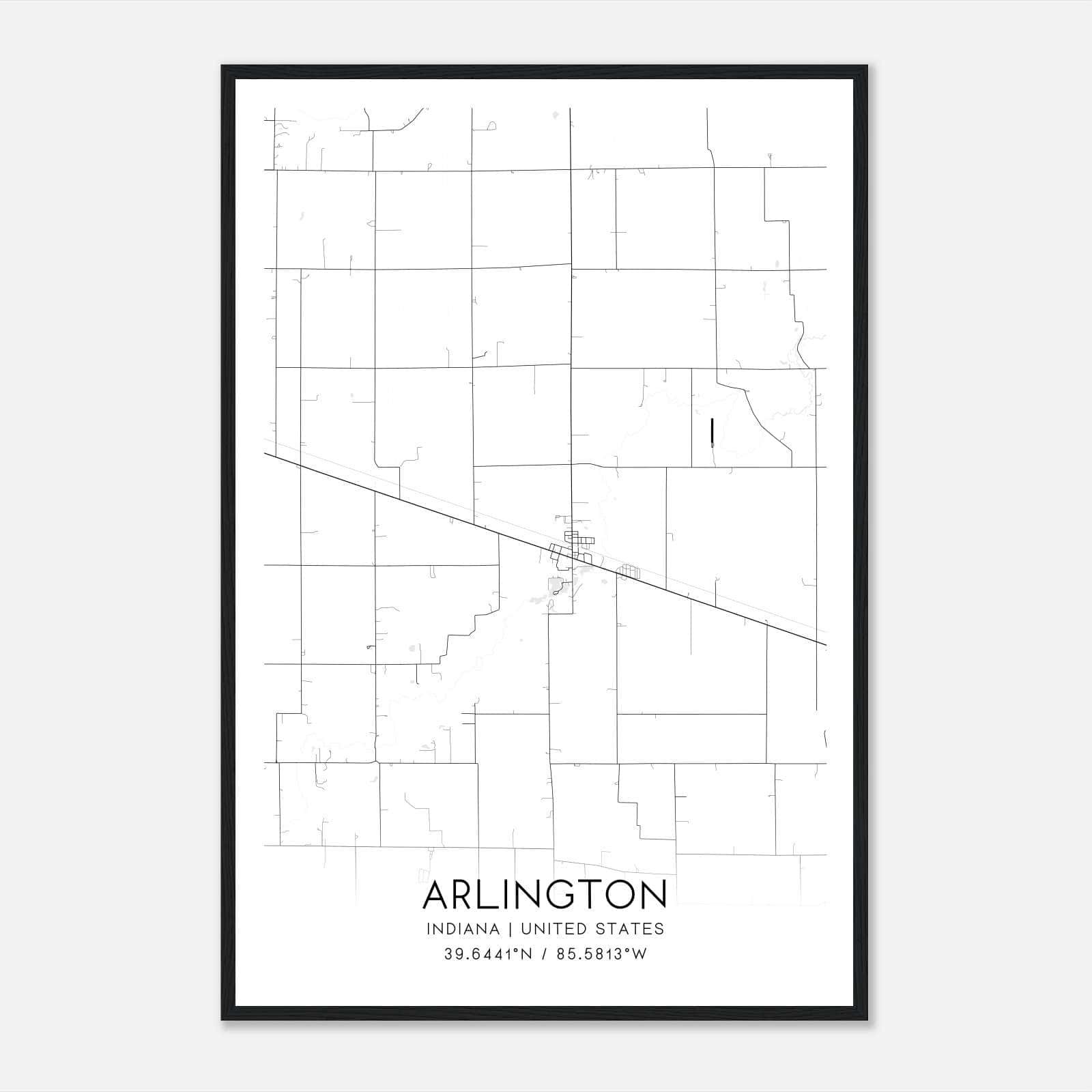 Arlington Indiana Map Poster, Modern Home Decor Wall Art Print Arlington Indiana Map Poster, Modern Home Decor Wall Art Print