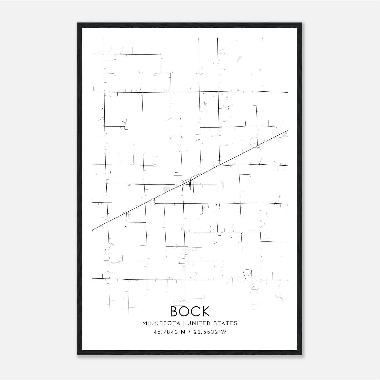 Bock Minnesota Map Poster, Modern Home Decor Wall Art Print Bock Minnesota Map Poster, Modern Home Decor Wall Art Print