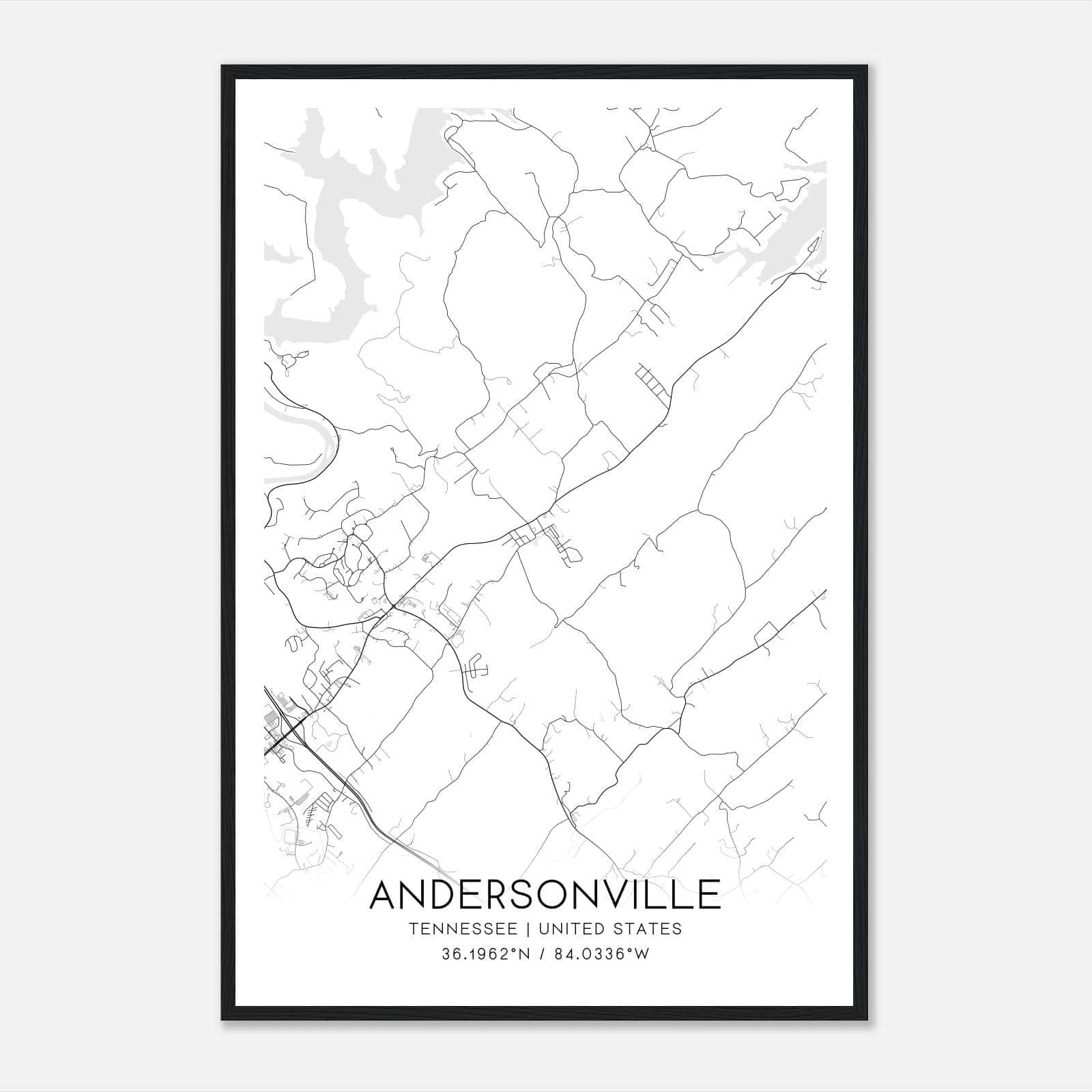 Andersonville Tennessee Map Poster, Modern Home Decor Wall Art Print Andersonville Tennessee Map Poster, Modern Home Decor Wall Art Print