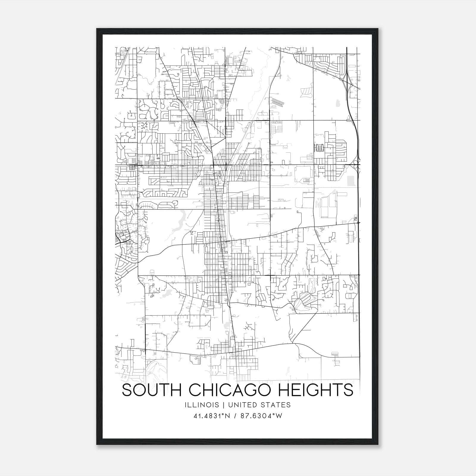 South Chicago Heights Illinois Map Poster, Modern Home Decor Wall Art Print South Chicago Heights Illinois Map Poster, Modern Home Decor Wall Art Print