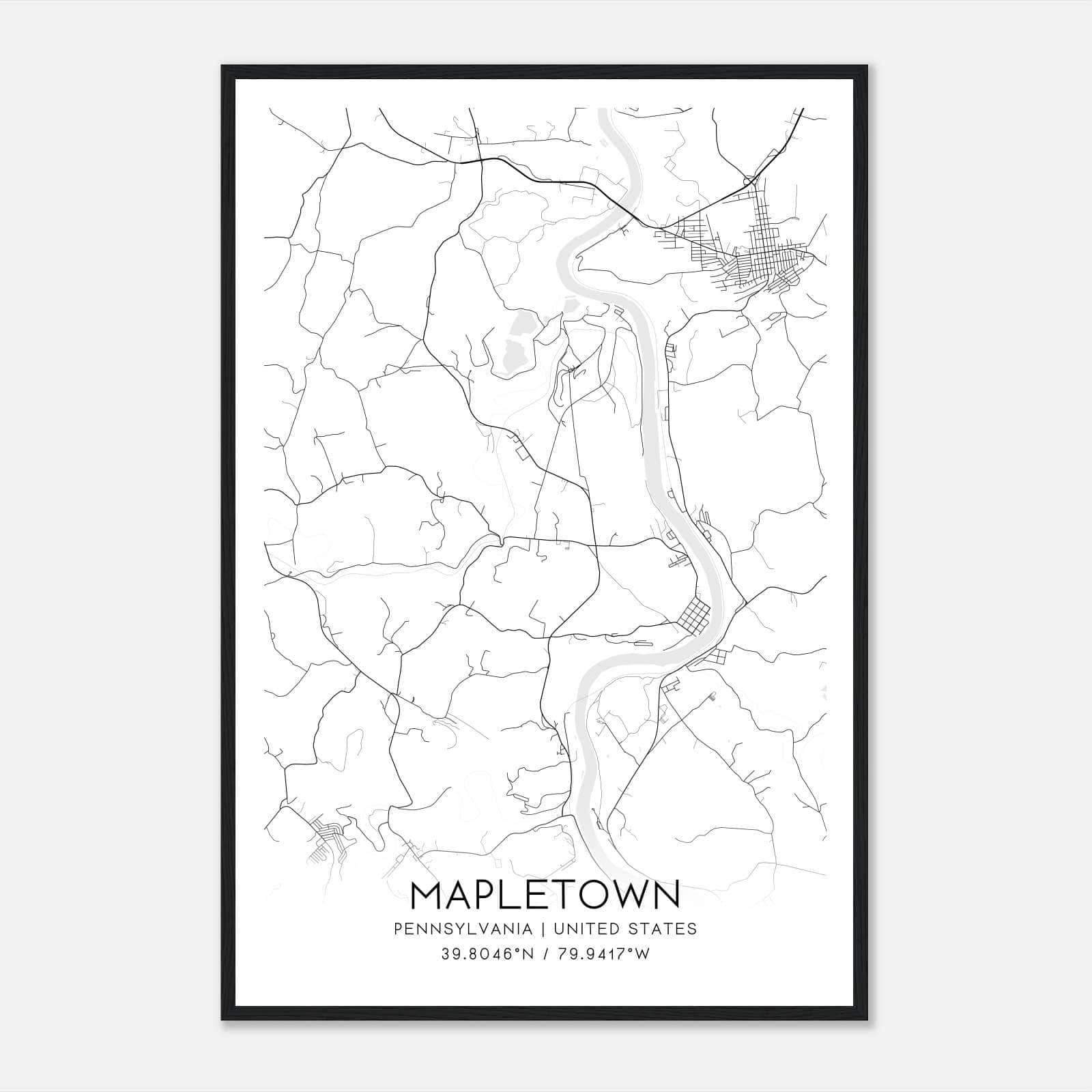 Mapletown Pennsylvania Map Poster, Modern Home Decor Wall Art Print Mapletown Pennsylvania Map Poster, Modern Home Decor Wall Art Print
