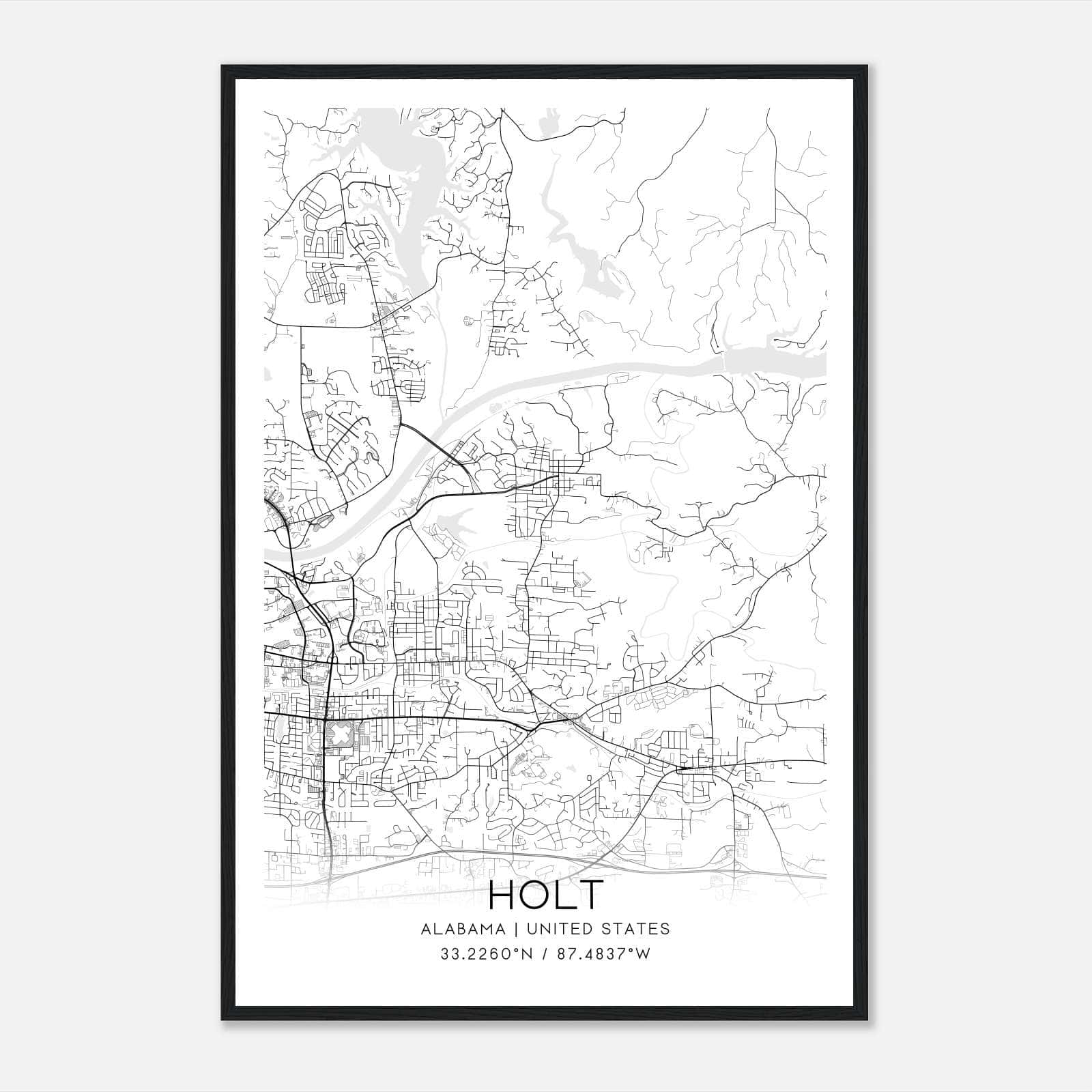 Holt Alabama Map Poster, Modern Home Decor Wall Art Print Holt Alabama Map Poster, Modern Home Decor Wall Art Print