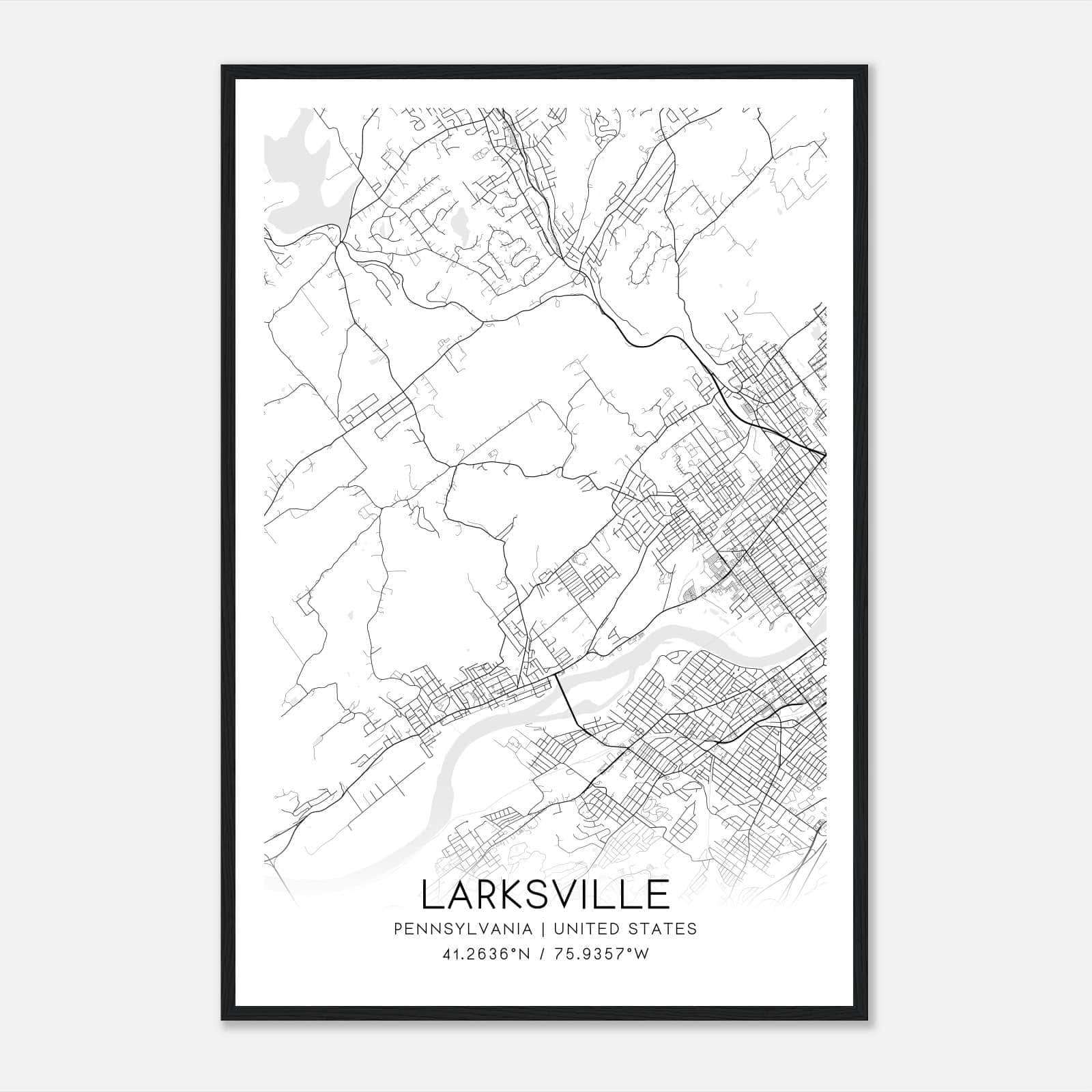 Larksville Pennsylvania Map Poster, Modern Home Decor Wall Art Print Larksville Pennsylvania Map Poster, Modern Home Decor Wall Art Print