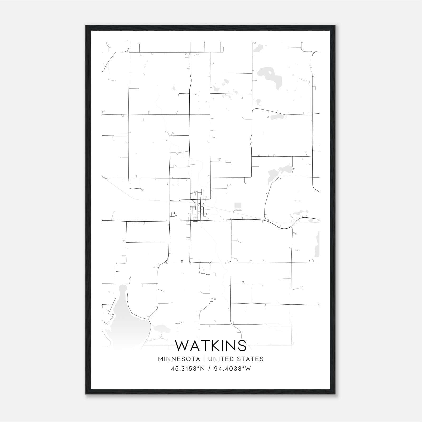 Watkins Minnesota Map Poster, Modern Home Decor Wall Art Print Watkins Minnesota Map Poster, Modern Home Decor Wall Art Print