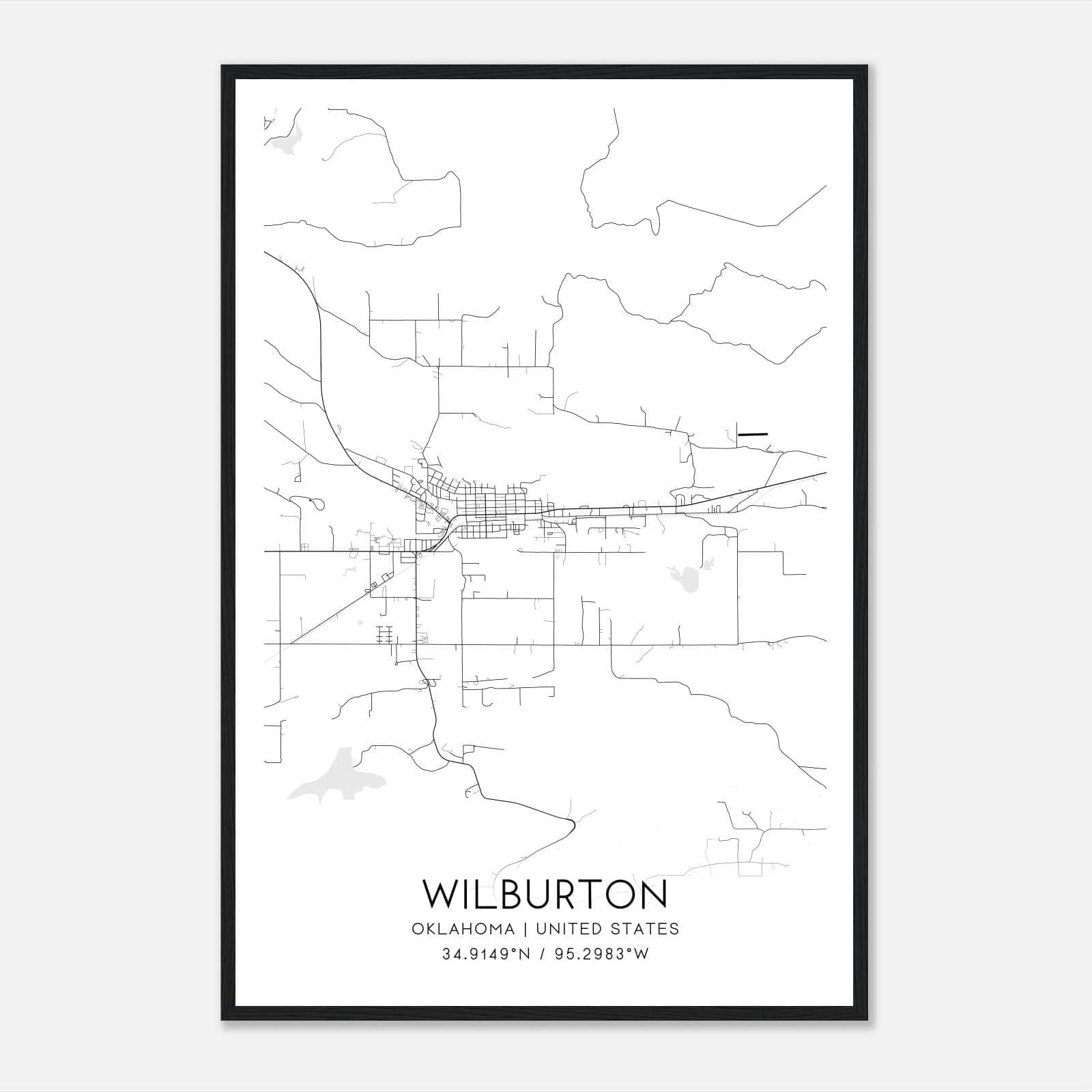 Wilburton Oklahoma Map Poster, Modern Home Decor Wall Art Print Wilburton Oklahoma Map Poster, Modern Home Decor Wall Art Print