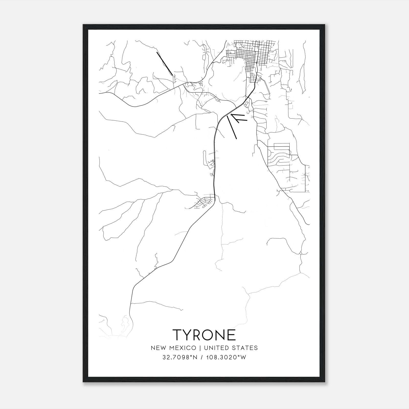 Tyrone New Mexico Map Poster, Modern Home Decor Wall Art Print Tyrone New Mexico Map Poster, Modern Home Decor Wall Art Print