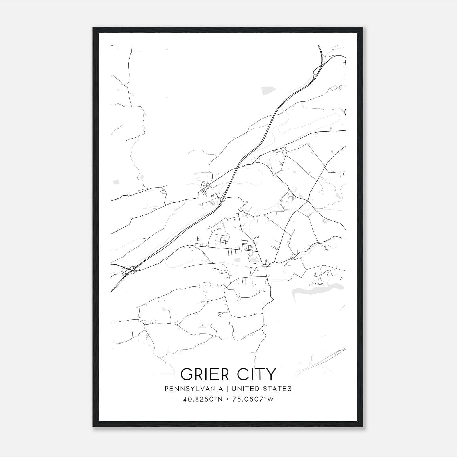 Grier City Pennsylvania Map Poster, Modern Home Decor Wall Art Print Grier City Pennsylvania Map Poster, Modern Home Decor Wall Art Print