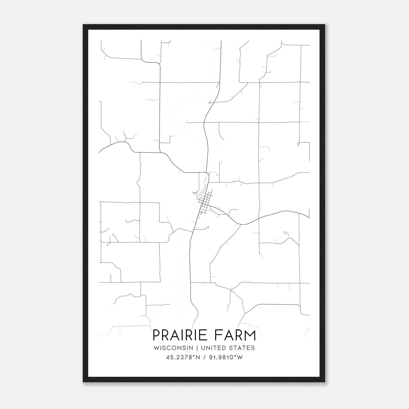 Prairie Farm Wisconsin Map Poster, Modern Home Decor Wall Art Print Prairie Farm Wisconsin Map Poster, Modern Home Decor Wall Art Print