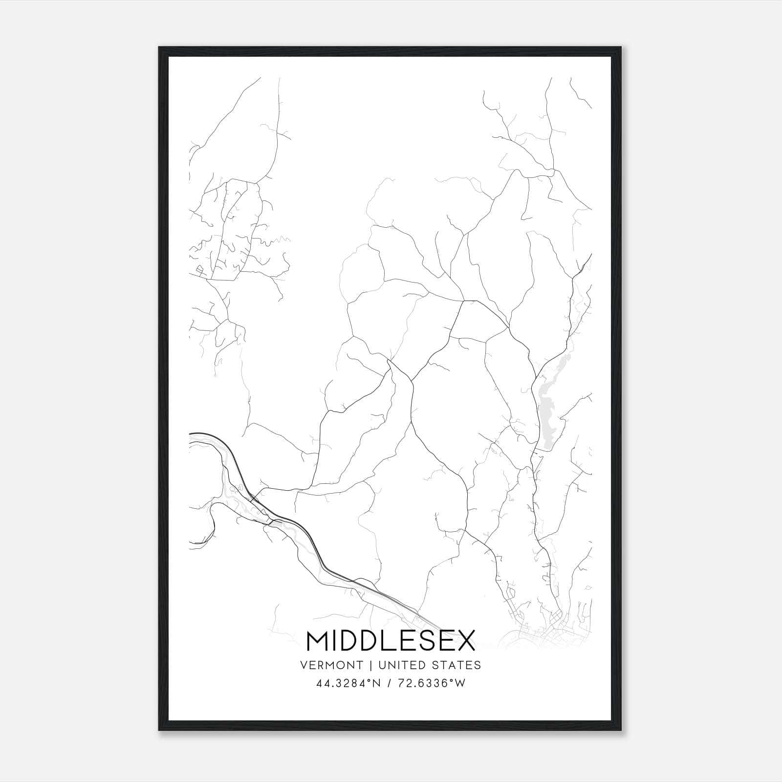 Middlesex Vermont Map Poster, Modern Home Decor Wall Art Print Middlesex Vermont Map Poster, Modern Home Decor Wall Art Print