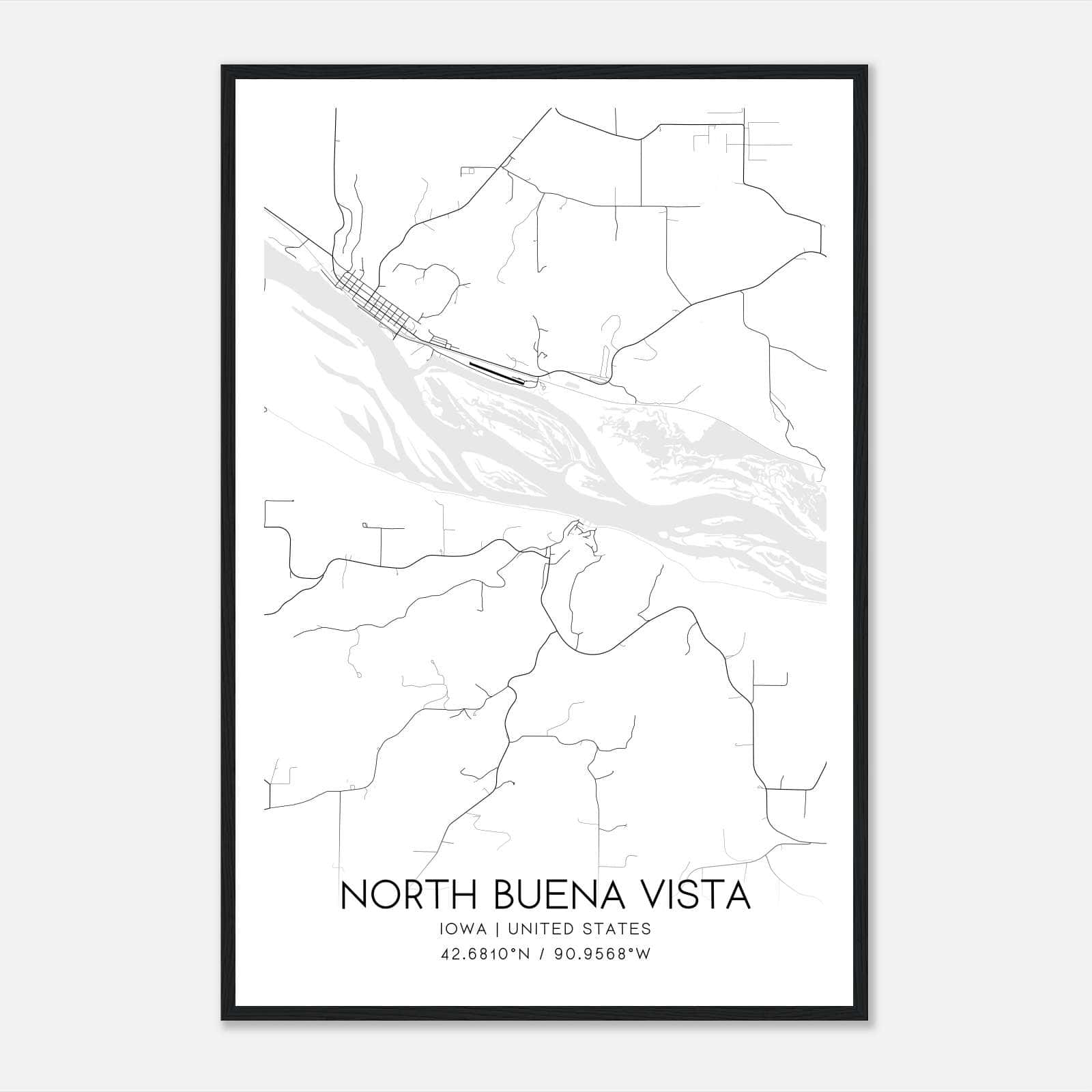 North Buena Vista Iowa Map Poster, Modern Home Decor Wall Art Print North Buena Vista Iowa Map Poster, Modern Home Decor Wall Art Print