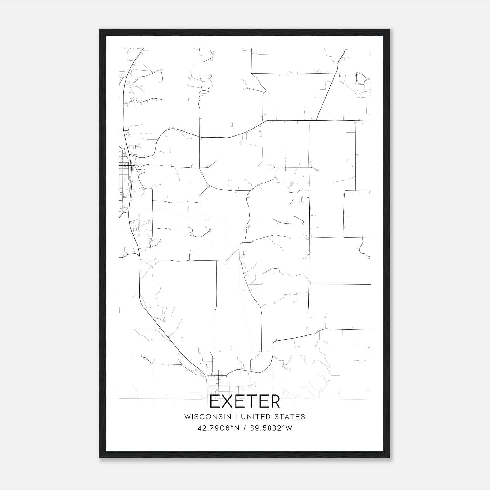 Exeter Wisconsin Map Poster, Modern Home Decor Wall Art Print Exeter Wisconsin Map Poster, Modern Home Decor Wall Art Print