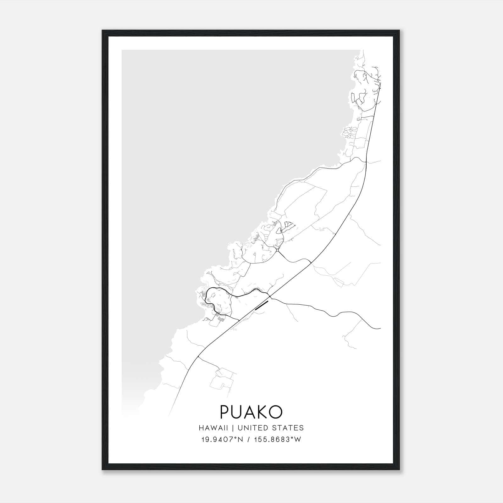 Puako Hawaii Map Poster, Modern Home Decor Wall Art Print Puako Hawaii Map Poster, Modern Home Decor Wall Art Print