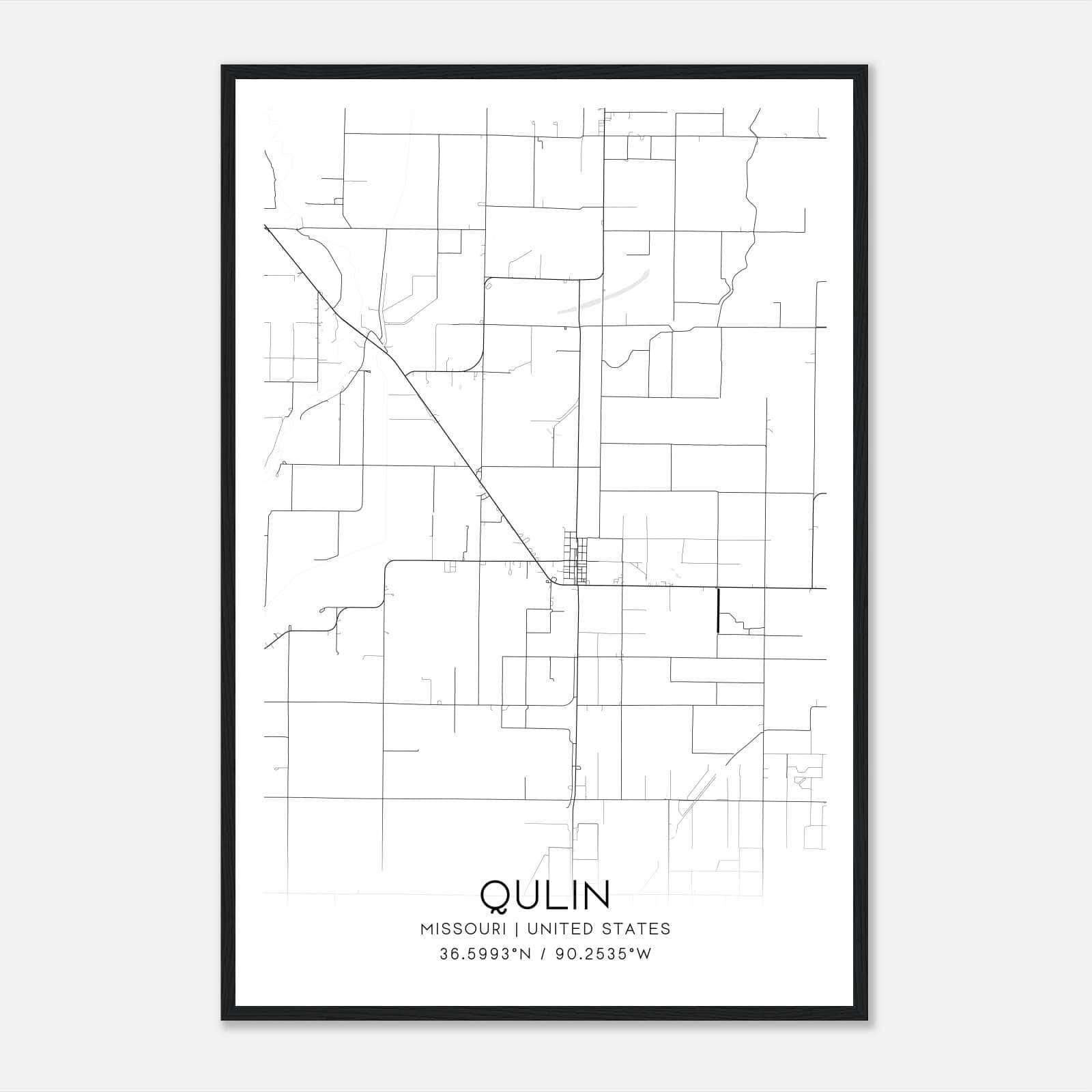 Qulin Missouri Map Poster, Modern Home Decor Wall Art Print Qulin Missouri Map Poster, Modern Home Decor Wall Art Print
