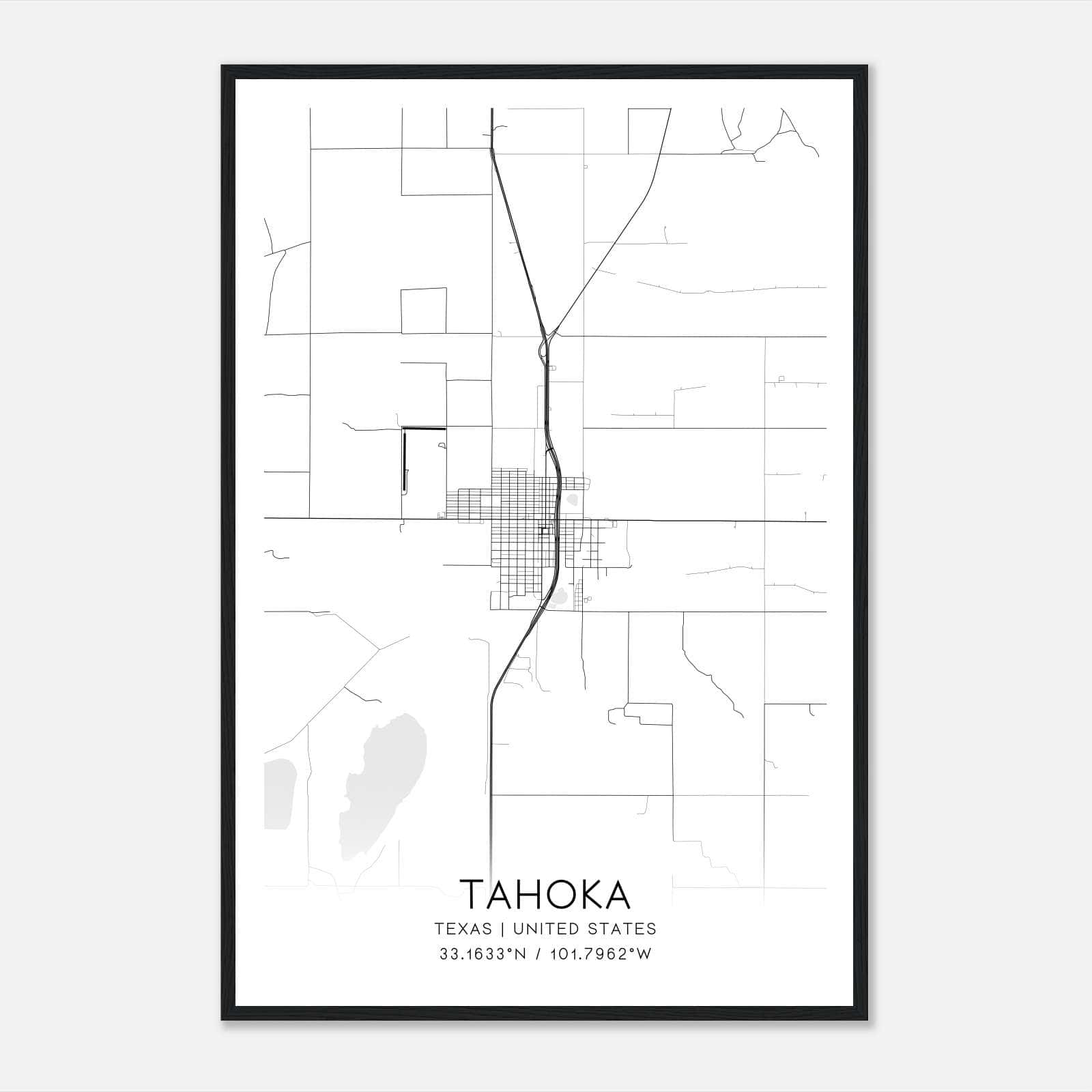 Tahoka Texas Map Poster, Modern Home Decor Wall Art Print Tahoka Texas Map Poster, Modern Home Decor Wall Art Print