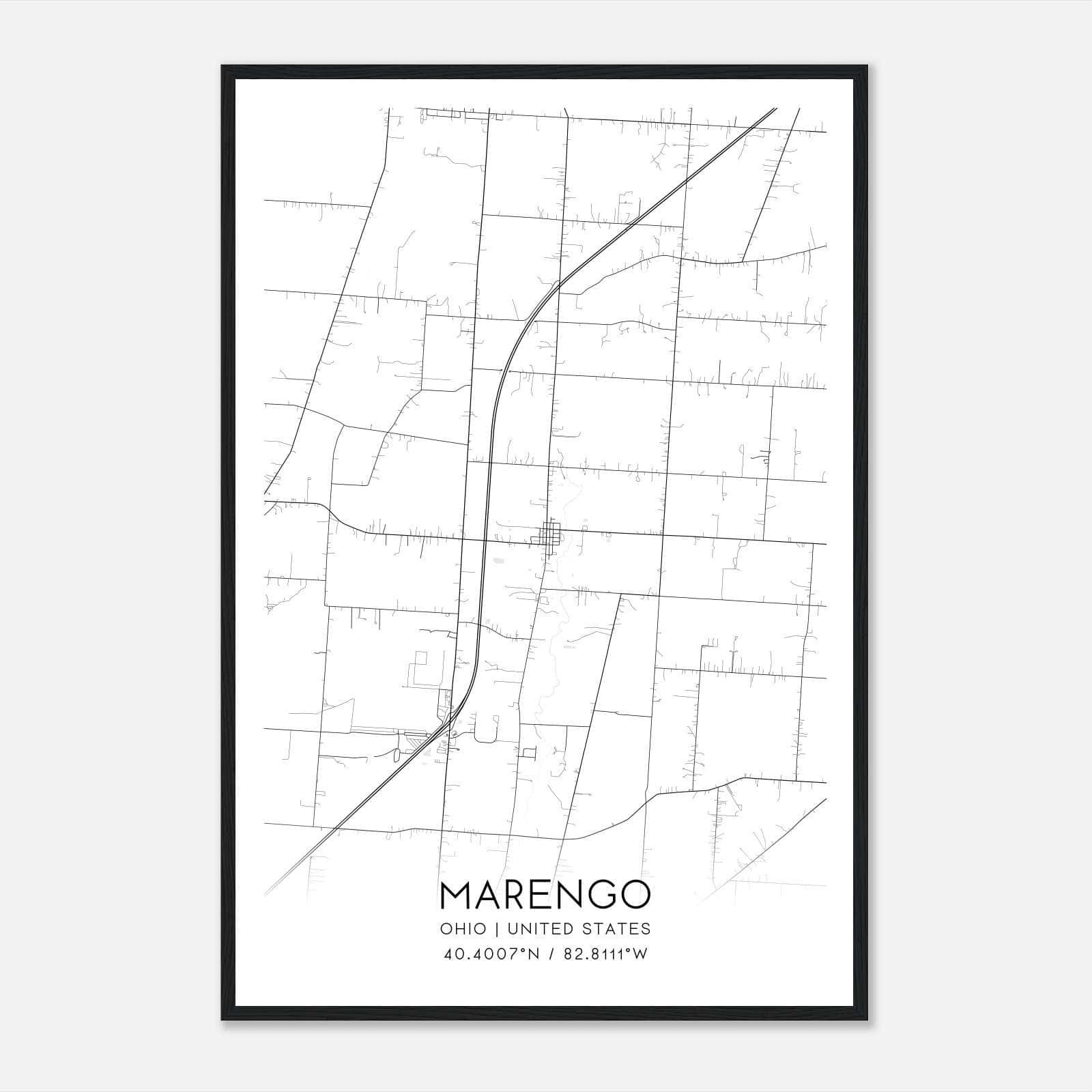 Marengo Ohio Map Poster, Modern Home Decor Wall Art Print Marengo Ohio Map Poster, Modern Home Decor Wall Art Print