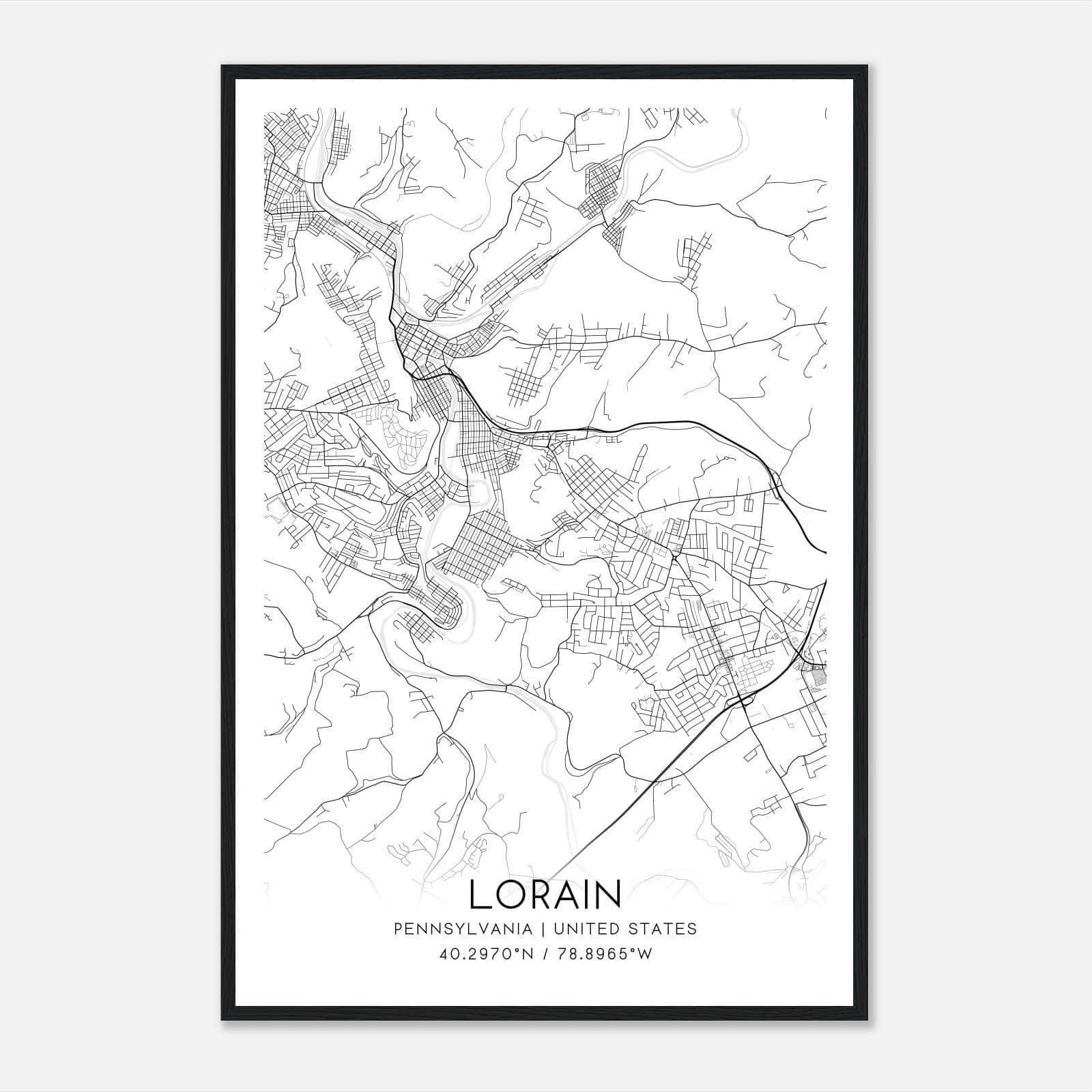 Lorain Pennsylvania Map Poster, Modern Home Decor Wall Art Print Lorain Pennsylvania Map Poster, Modern Home Decor Wall Art Print