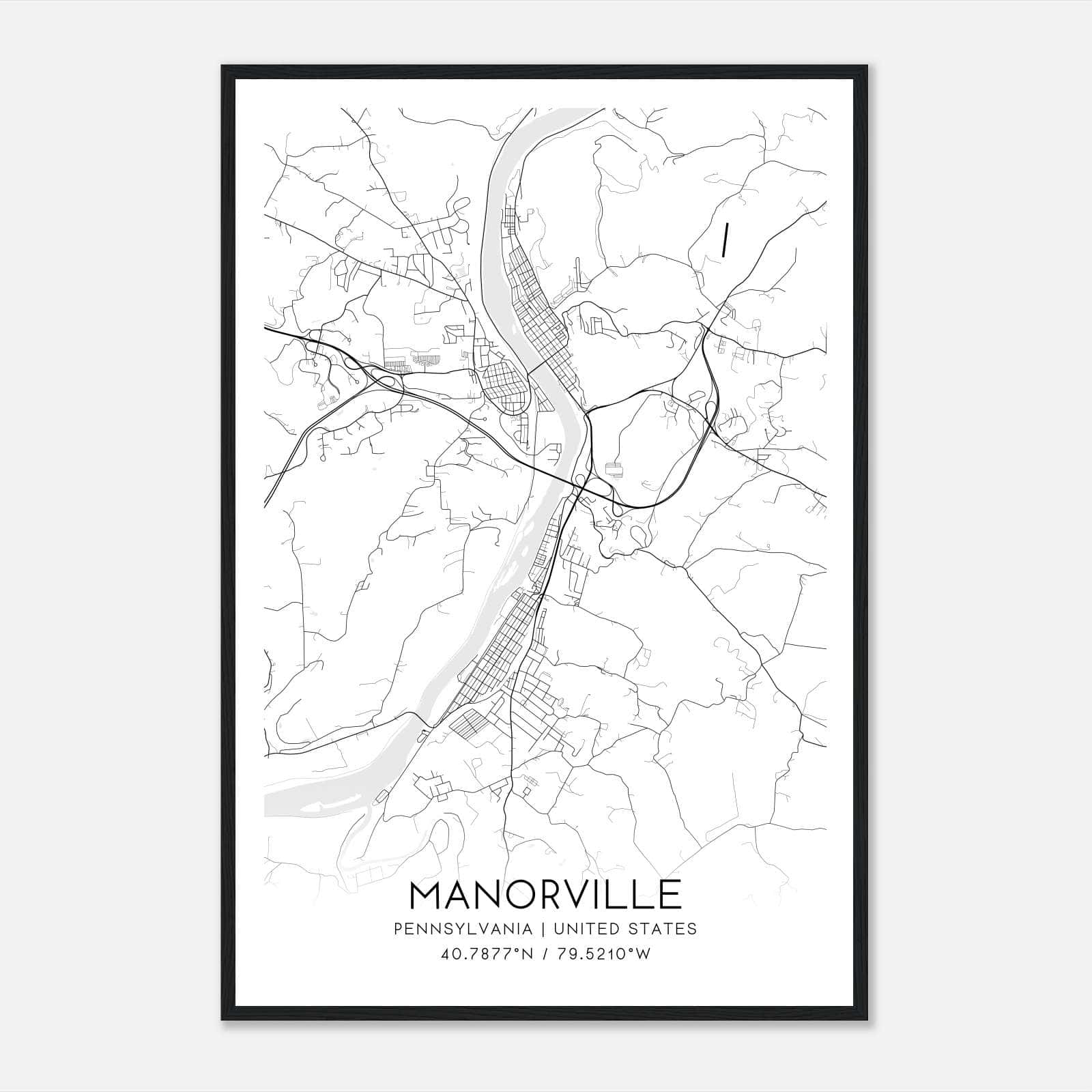 Manorville Pennsylvania Map Poster, Modern Home Decor Wall Art Print Manorville Pennsylvania Map Poster, Modern Home Decor Wall Art Print