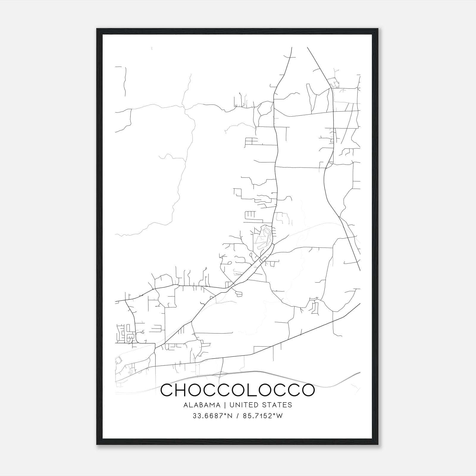 Choccolocco Alabama Map Poster, Modern Home Decor Wall Art Print Choccolocco Alabama Map Poster, Modern Home Decor Wall Art Print