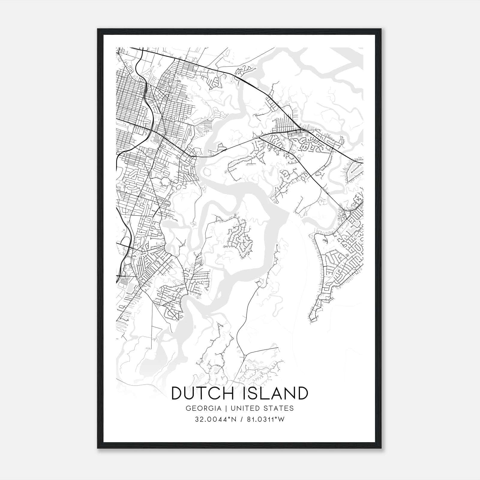 Dutch Island Georgia Map Poster, Modern Home Decor Wall Art Print Dutch Island Georgia Map Poster, Modern Home Decor Wall Art Print