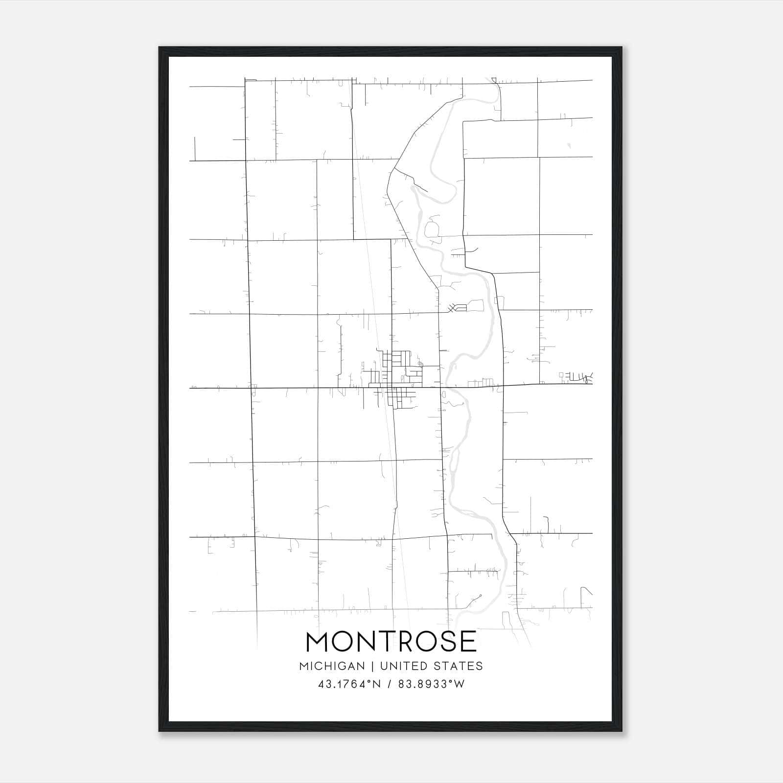 Montrose Michigan Map Poster, Modern Home Decor Wall Art Print Montrose Michigan Map Poster, Modern Home Decor Wall Art Print