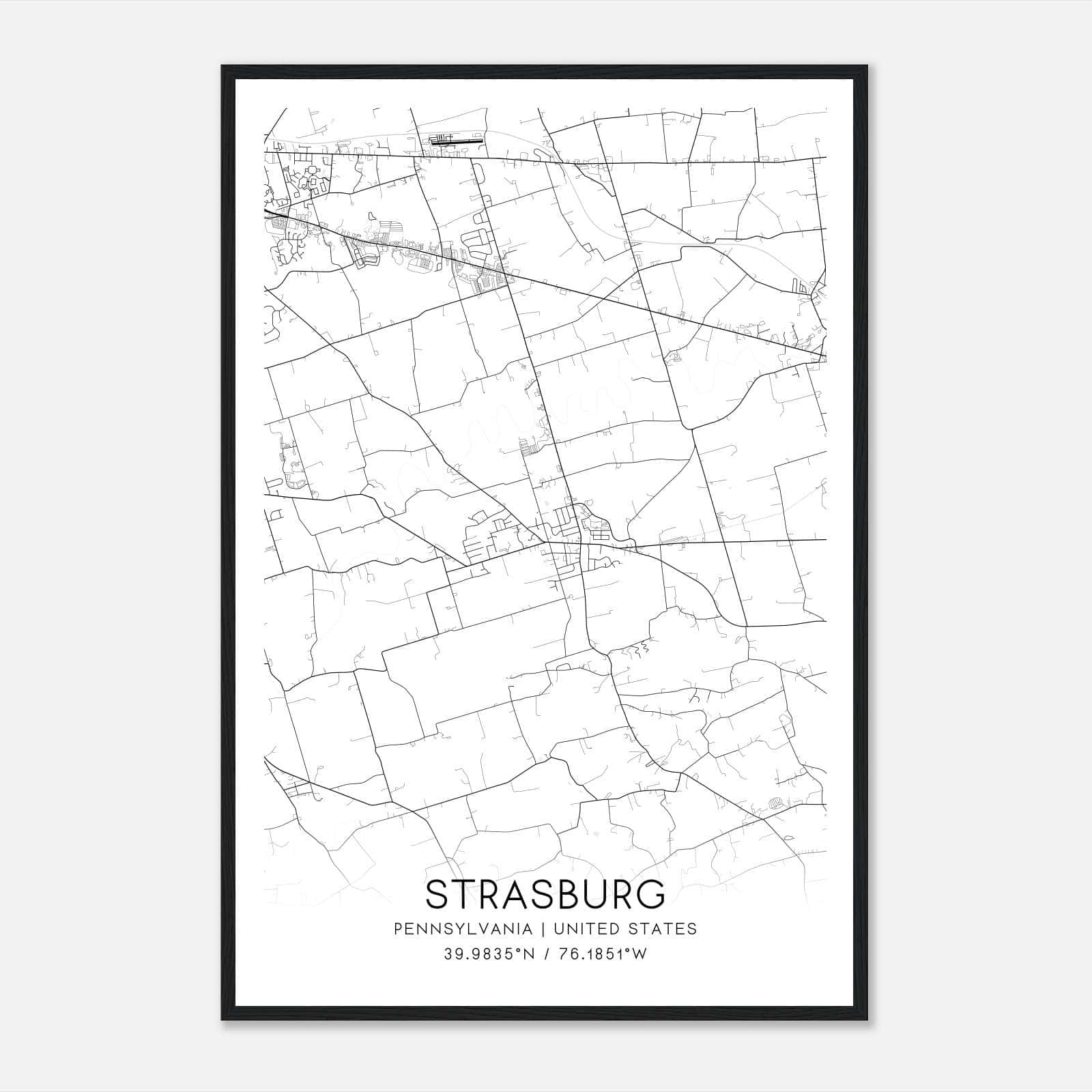 Strasburg Pennsylvania Map Poster, Modern Home Decor Wall Art Print Strasburg Pennsylvania Map Poster, Modern Home Decor Wall Art Print
