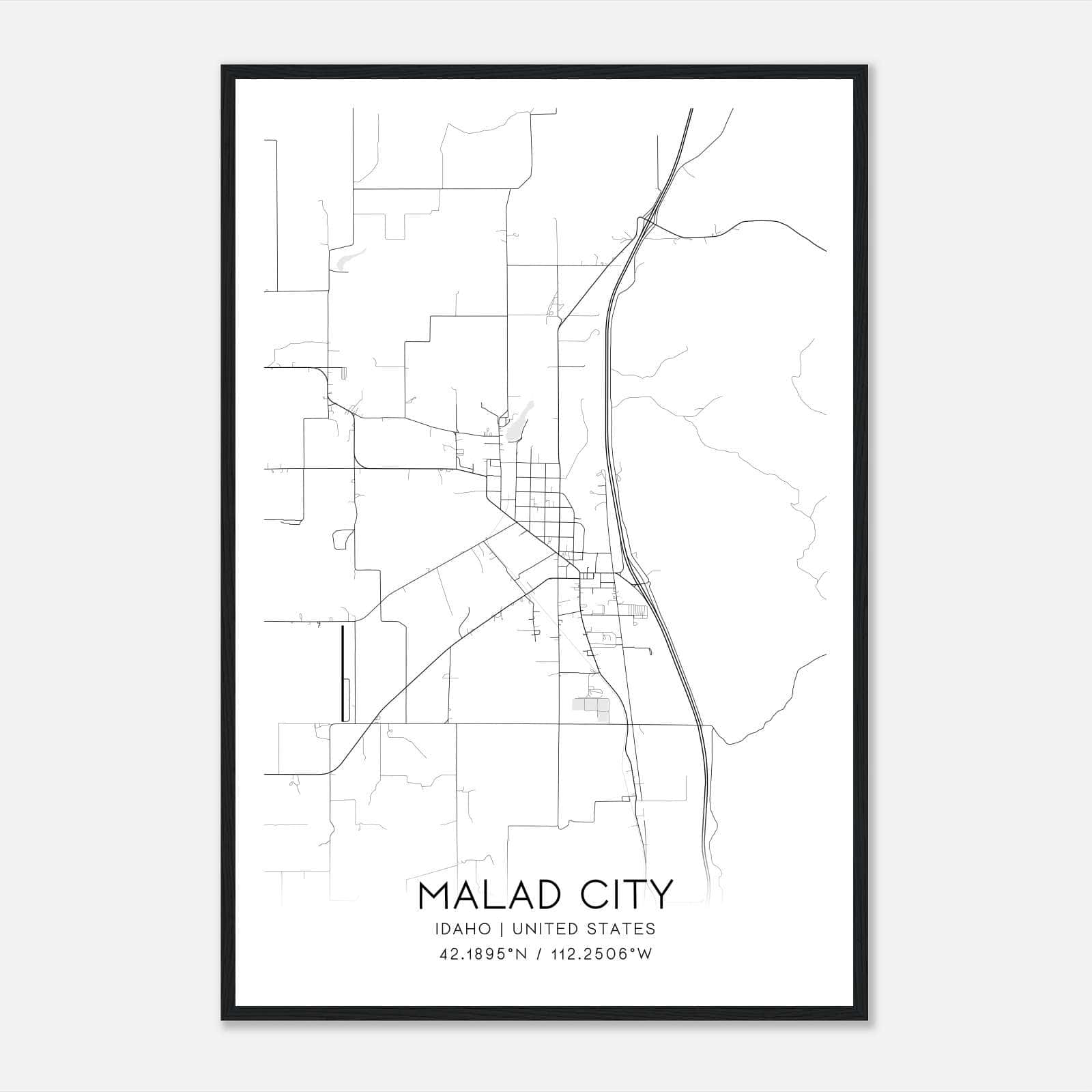 Malad City Idaho Map Poster, Modern Home Decor Wall Art Print Malad City Idaho Map Poster, Modern Home Decor Wall Art Print