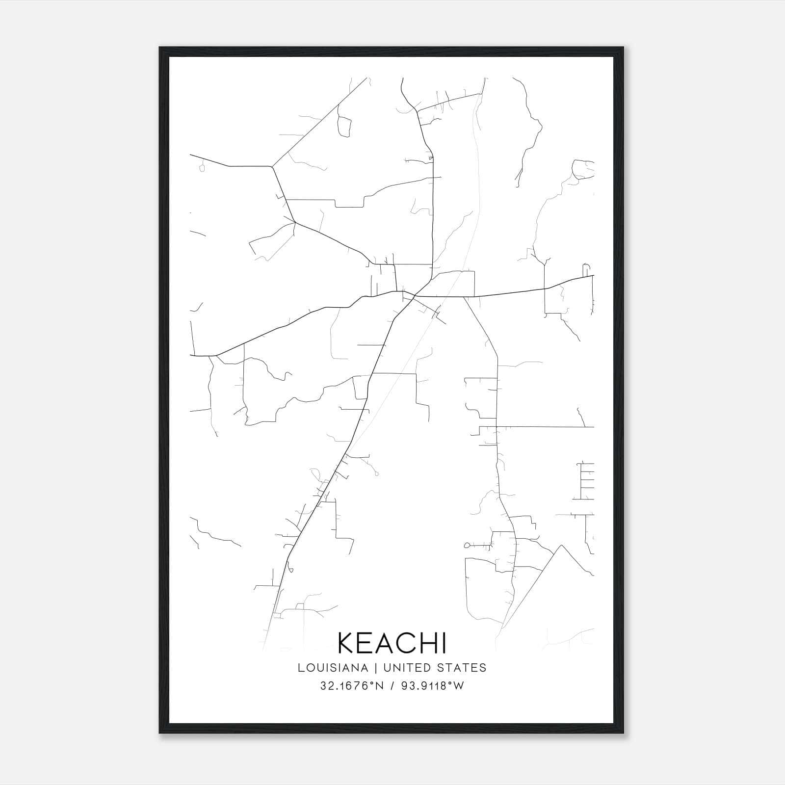 Keachi Louisiana Map Poster, Modern Home Decor Wall Art Print Keachi Louisiana Map Poster, Modern Home Decor Wall Art Print