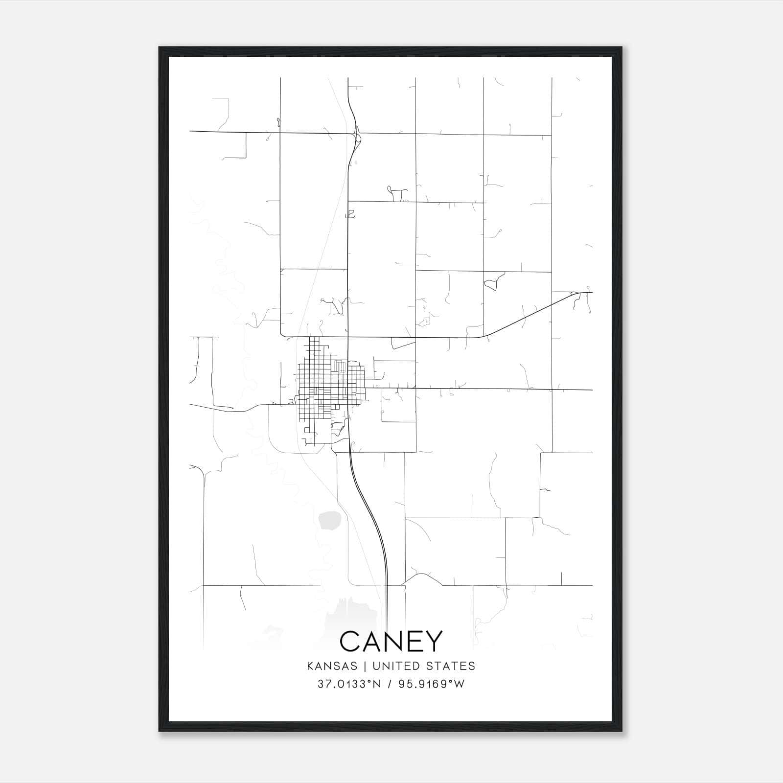 Caney Kansas Map Poster, Modern Home Decor Wall Art Print Caney Kansas Map Poster, Modern Home Decor Wall Art Print