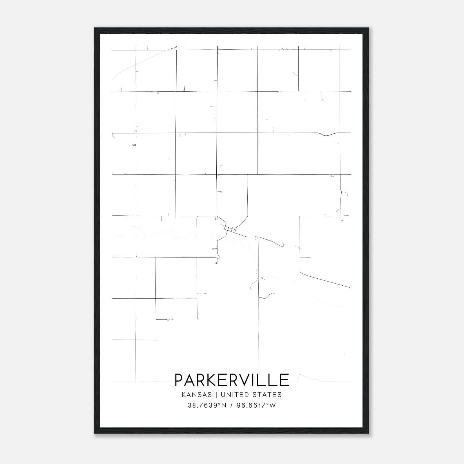 Parkerville Kansas Map Poster, Modern Home Decor Wall Art Print Parkerville Kansas Map Poster, Modern Home Decor Wall Art Print