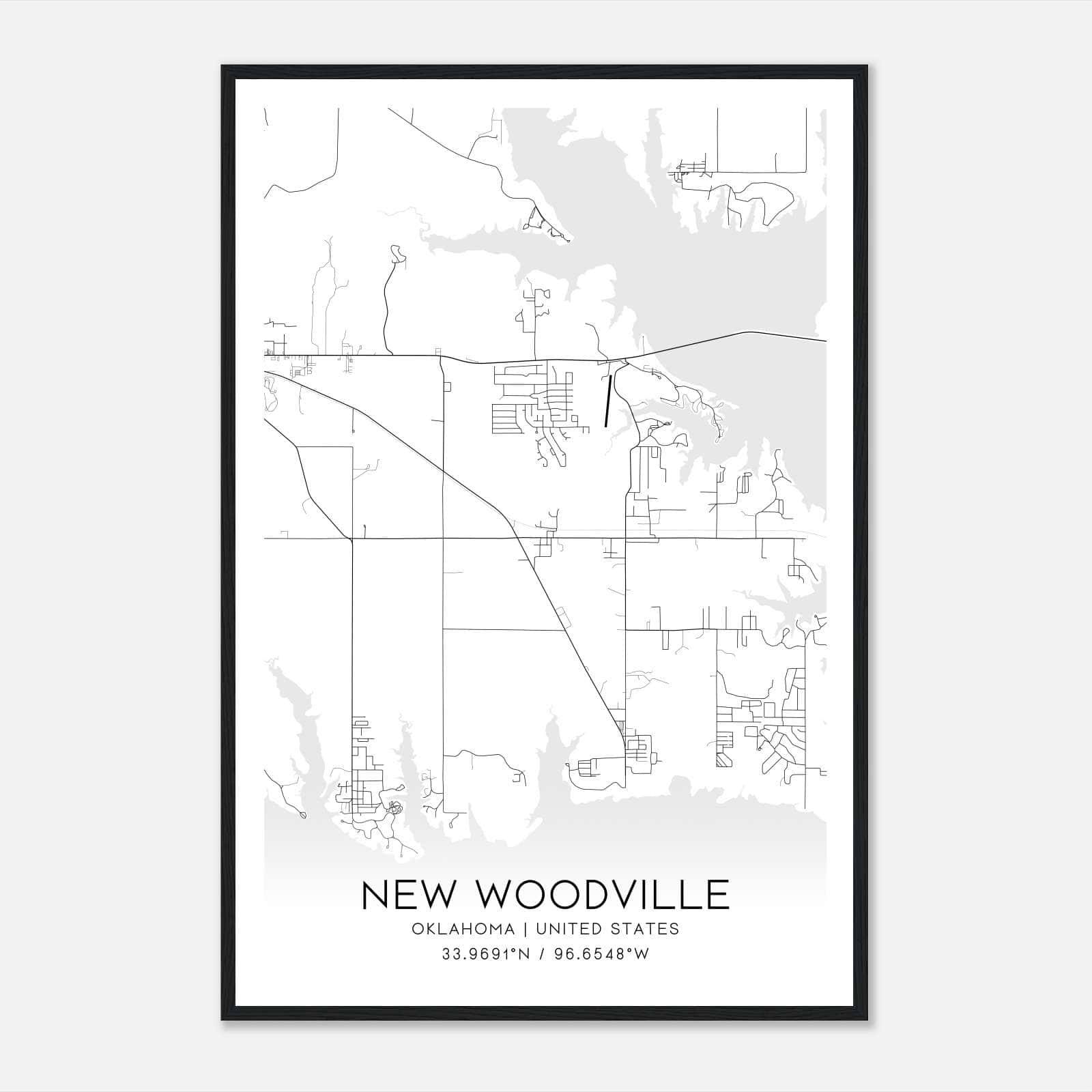 New Woodville Oklahoma Map Poster, Modern Home Decor Wall Art Print New Woodville Oklahoma Map Poster, Modern Home Decor Wall Art Print